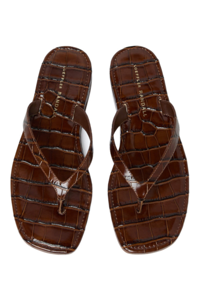 Loeffler Randall Lina Flip Flop in Espresso Embossed Leather