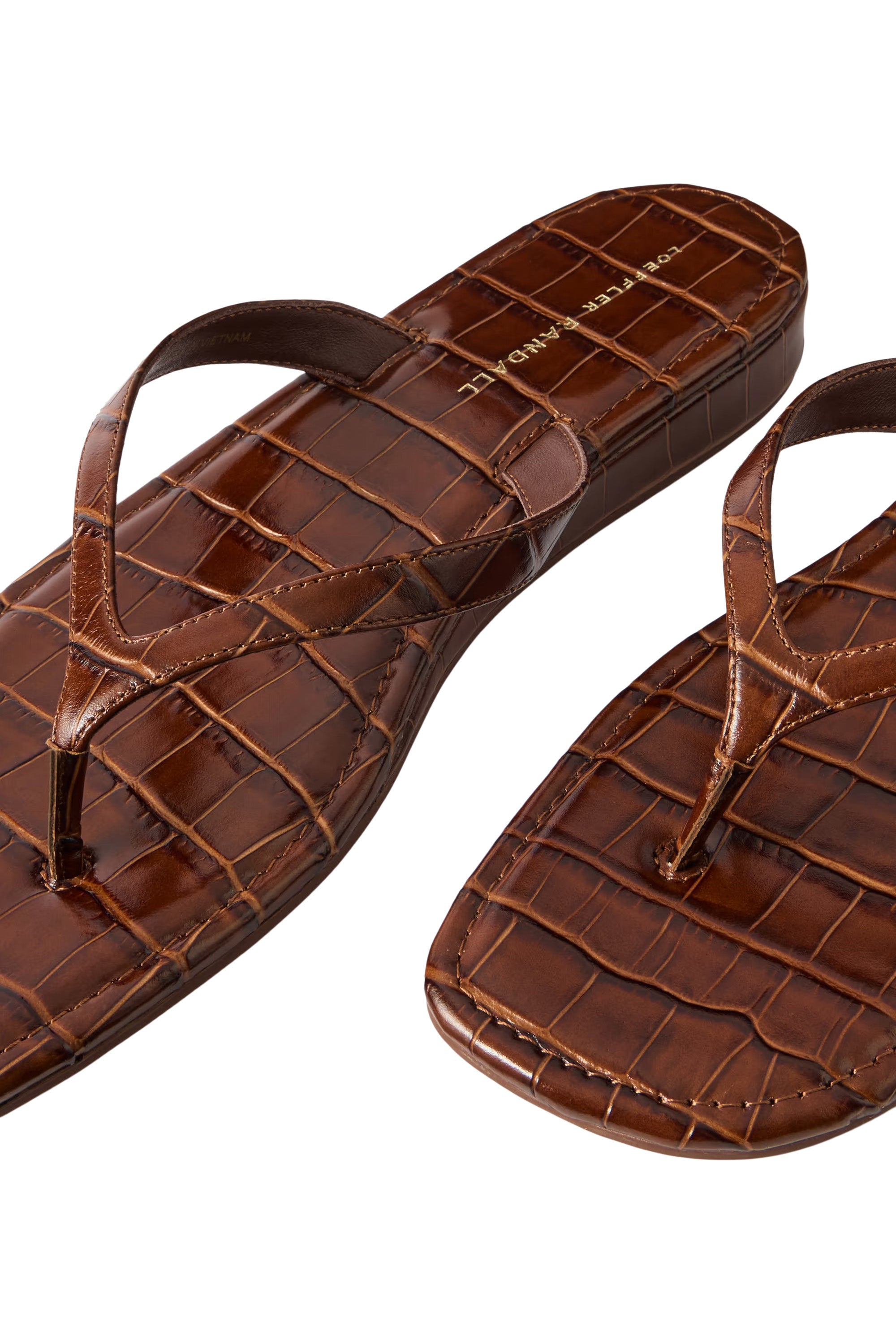 Loeffler Randall Lina Flip Flop in Espresso Embossed Leather