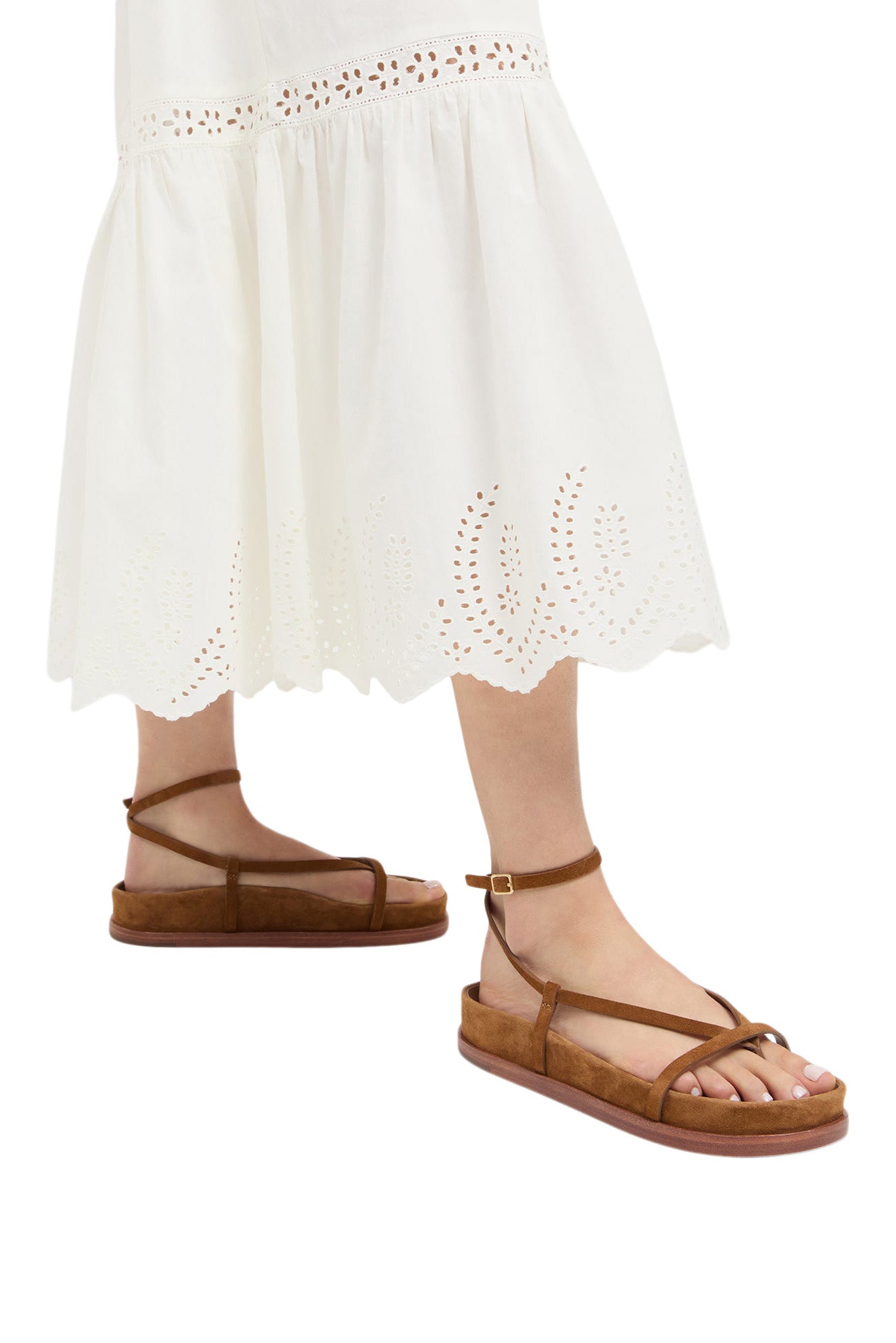 Loeffler Randall Sonny Ankle Strap Sandal in Cacao Suede