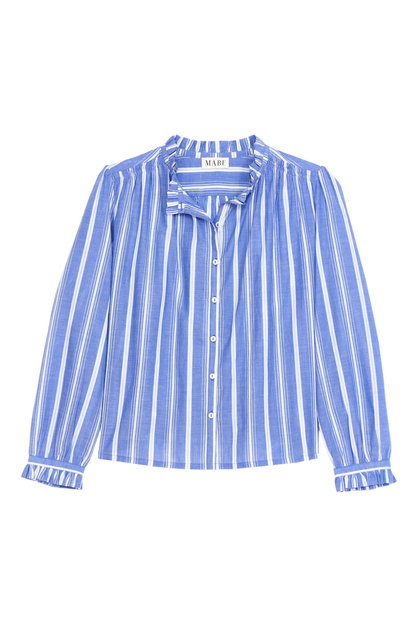 M.A.B.E Chrissie Long Sleeve Top in Blue Stripe