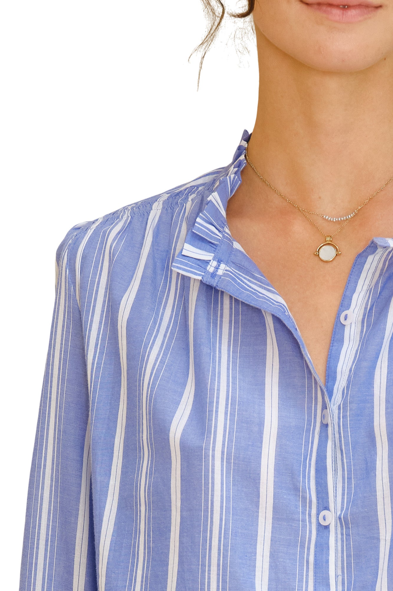 M.A.B.E Chrissie Long Sleeve Top in Blue Stripe