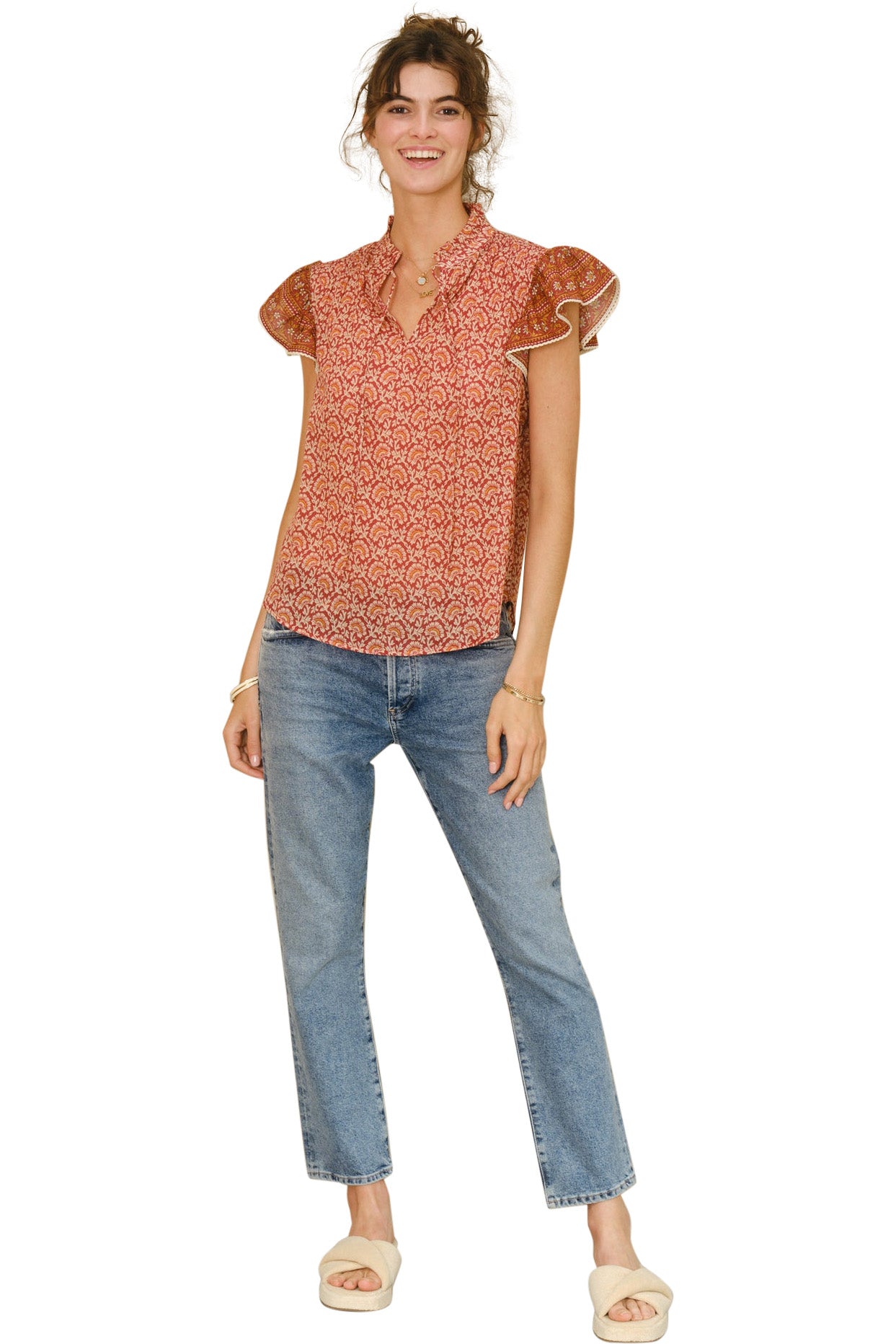 M.A.B.E Dana Short Sleeve Top in Red