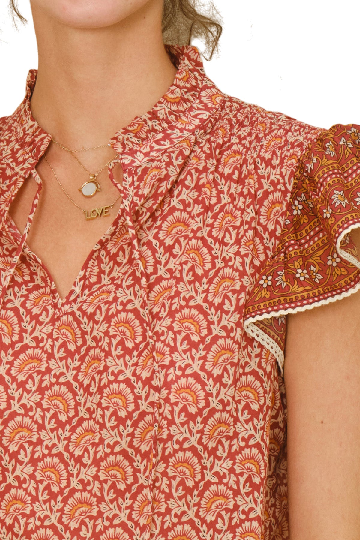 M.A.B.E Dana Short Sleeve Top in Red