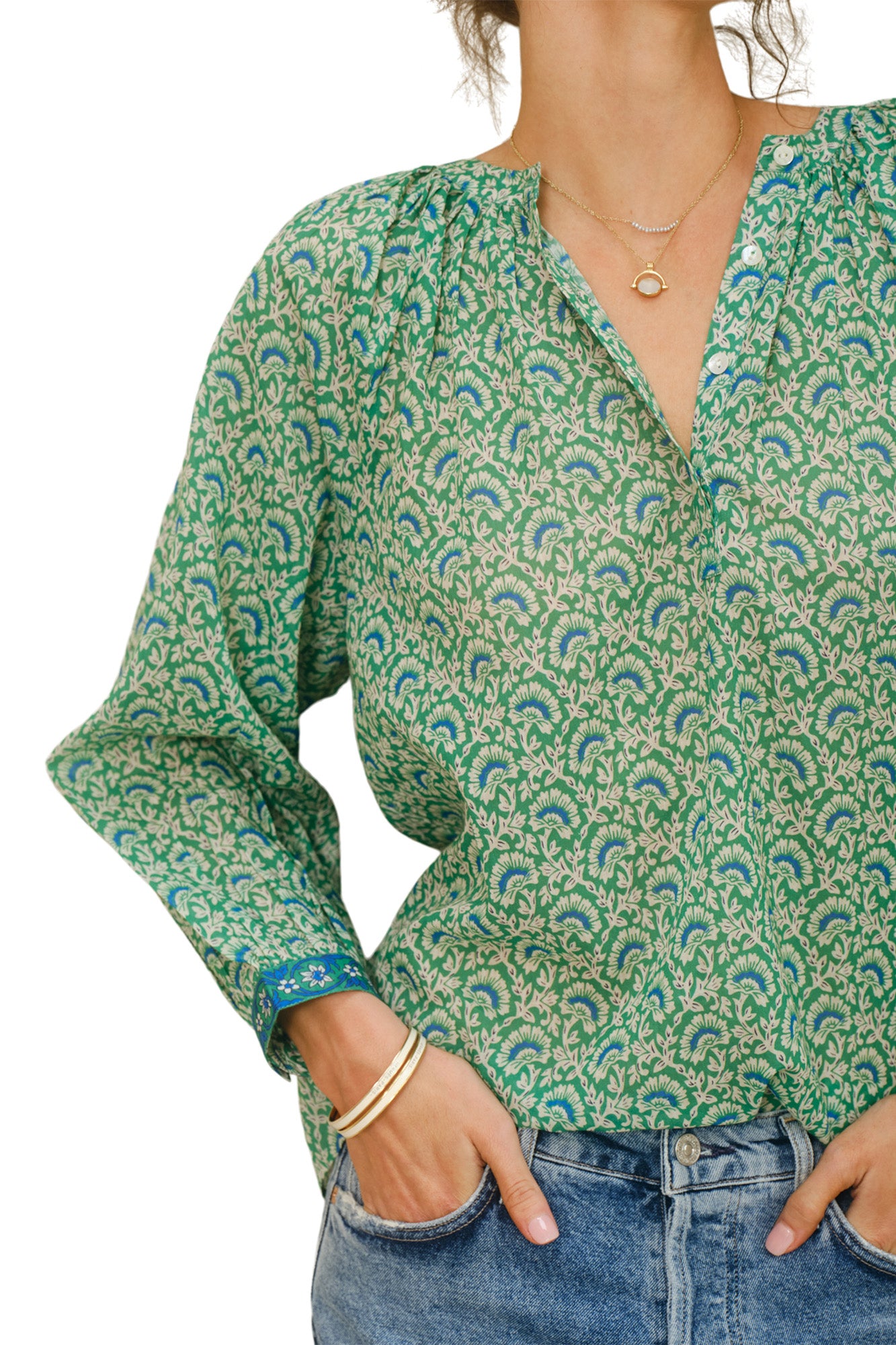 M.A.B.E Dana Long Sleeve Top in Green