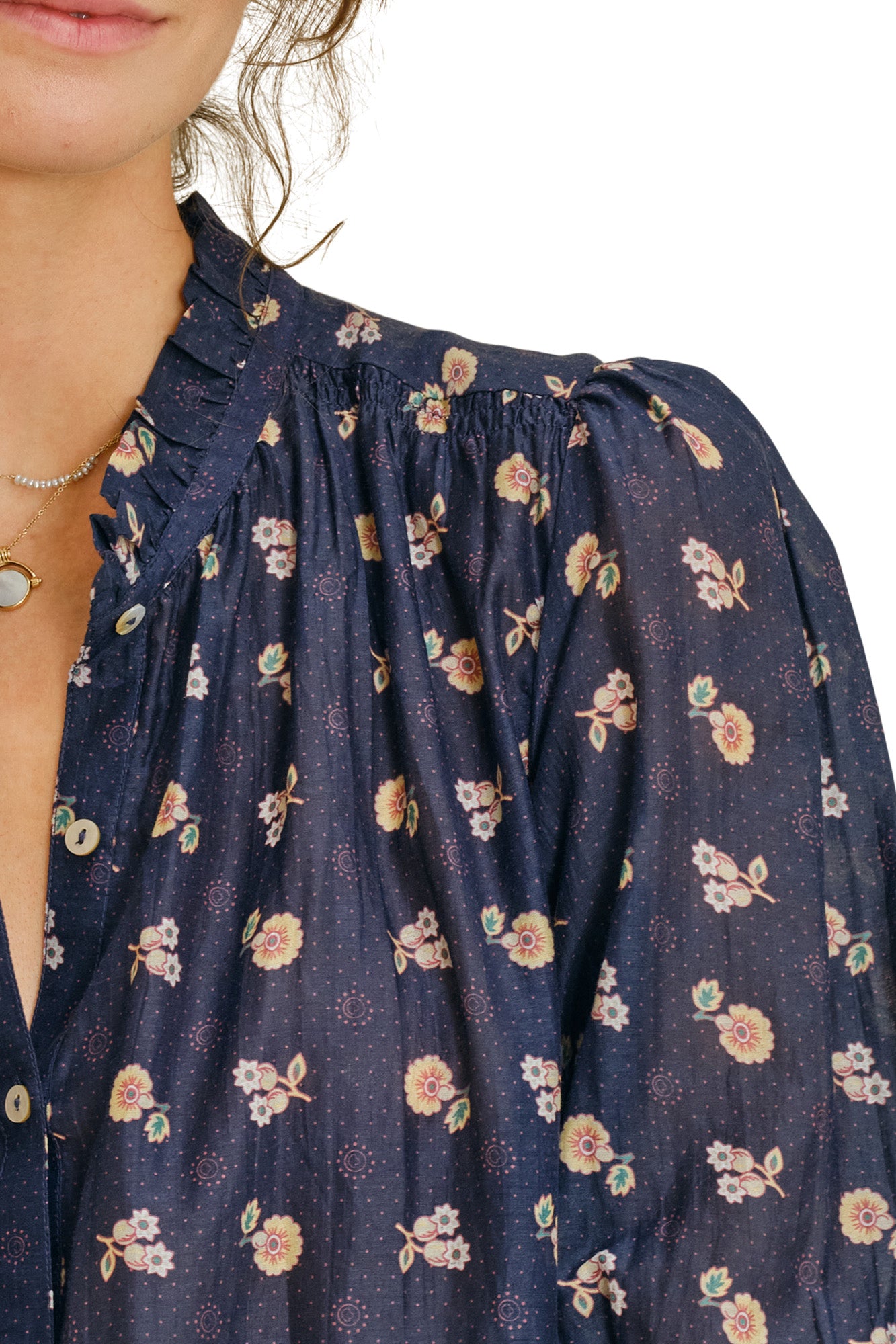 M.A.B.E Dulcie Long Sleeve Top in Navy