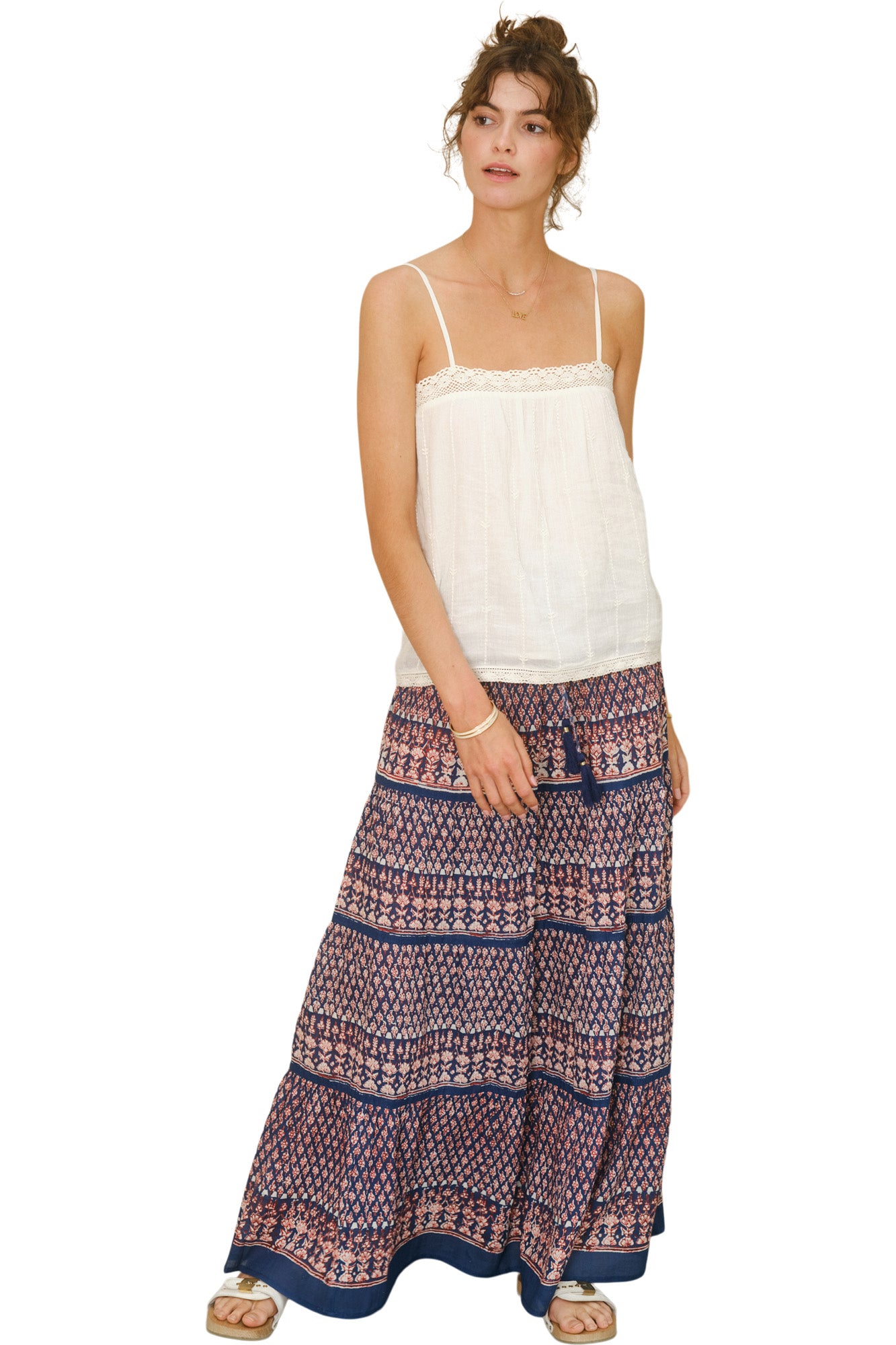 M.A.B.E Mari Maxi Skirt in Indigo