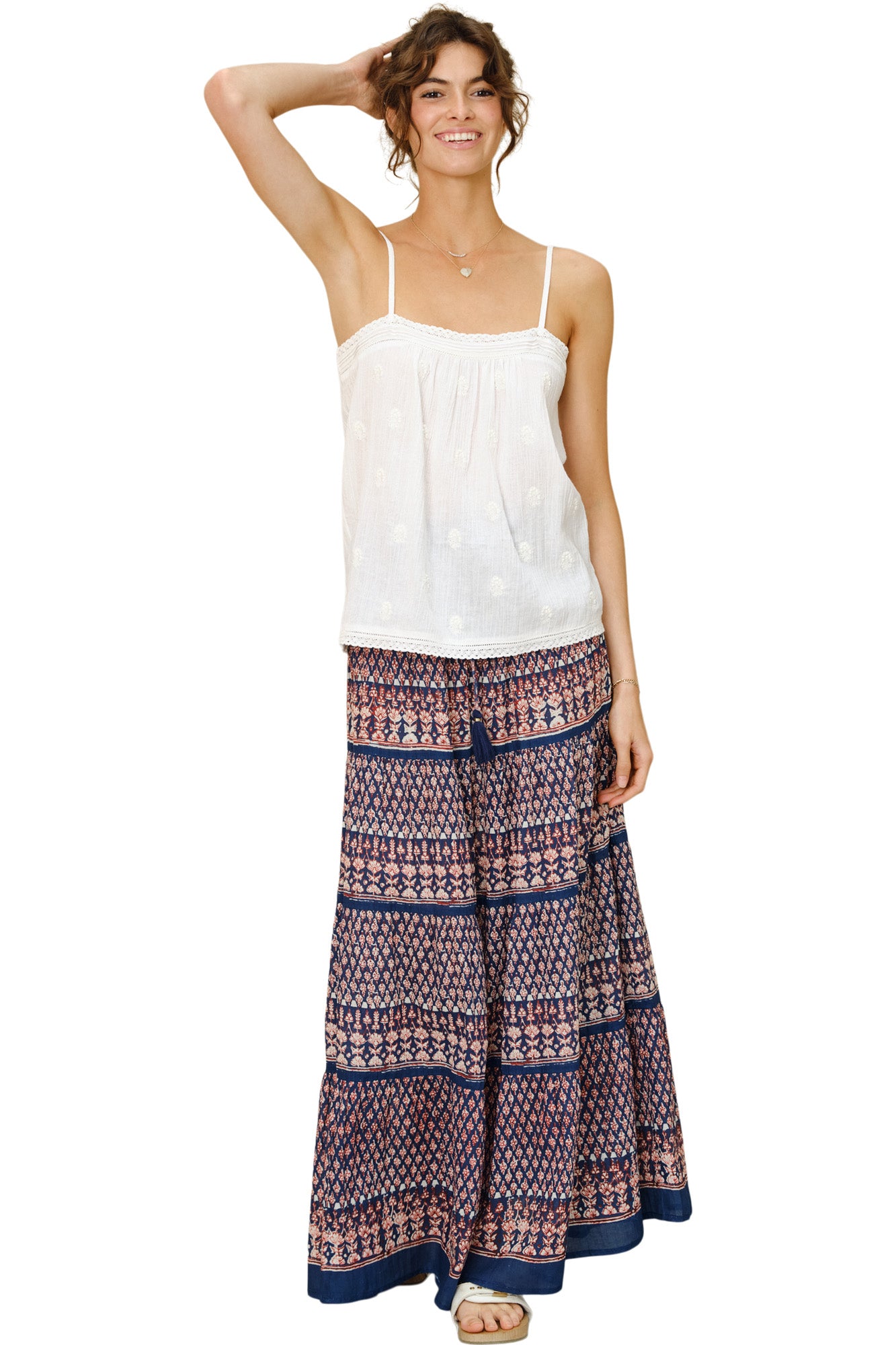 M.A.B.E Mari Maxi Skirt in Indigo
