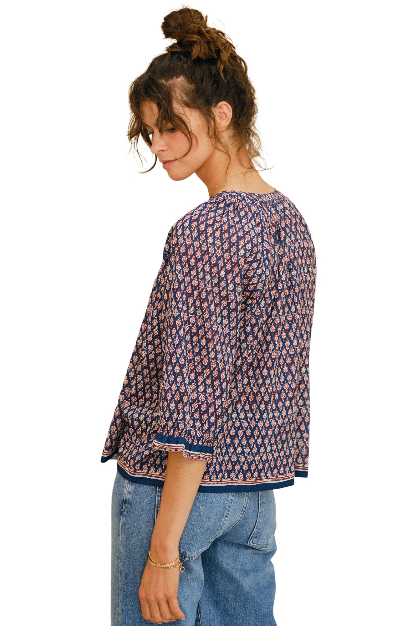 M.A.B.E Mari Printed Top in Indigo
