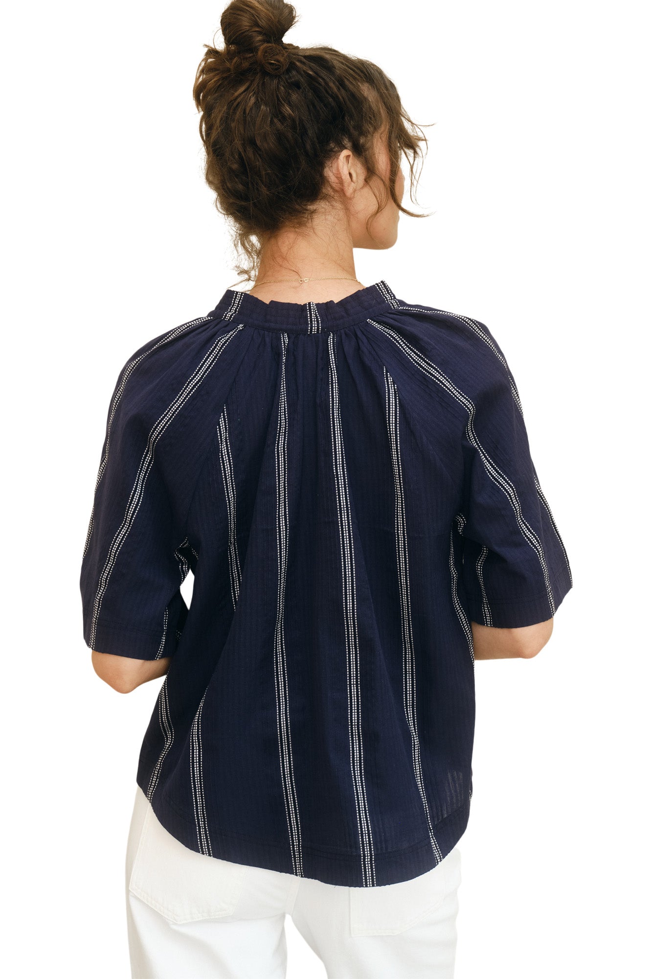 M.A.B.E Palmer Gathered Top in Navy