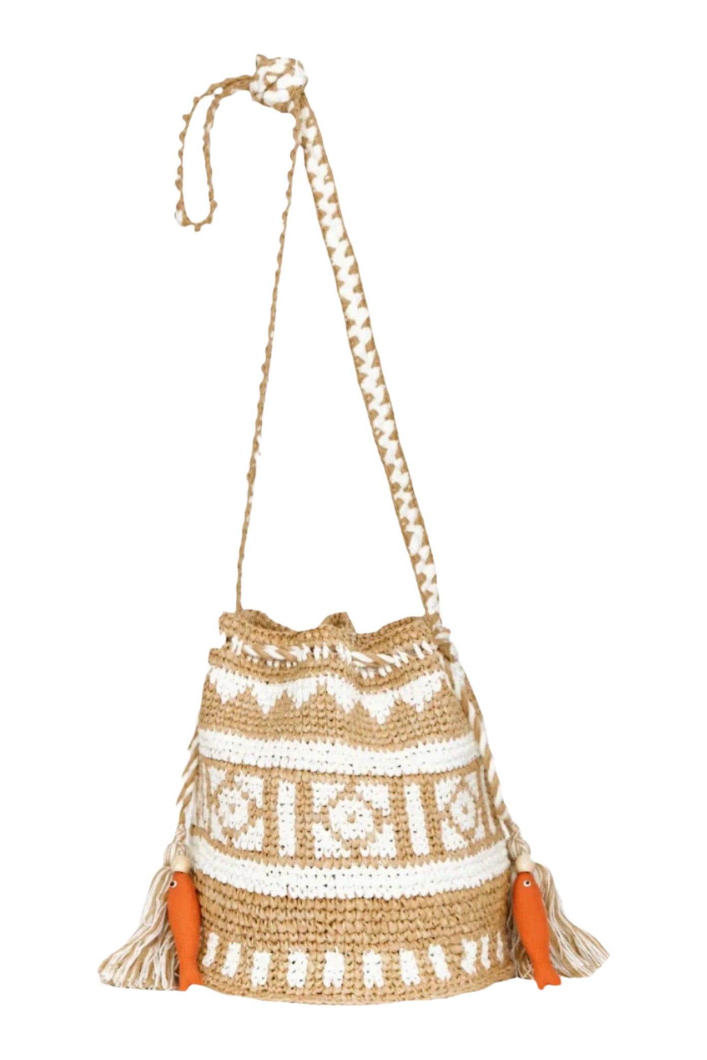 M.A.B.E Pari Raffia Pouch in Natural - Ecru