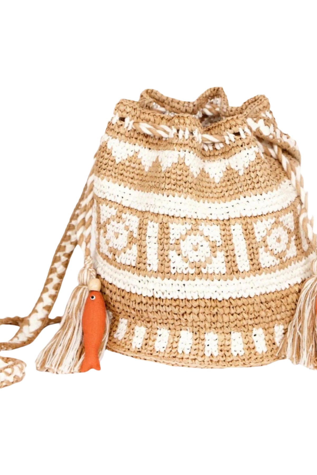 M.A.B.E Pari Raffia Pouch in Natural - Ecru