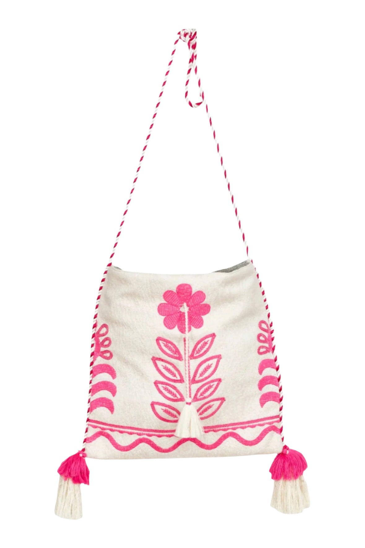 M.A.B.E Reni Embroidered Bag in Ecru-Pink