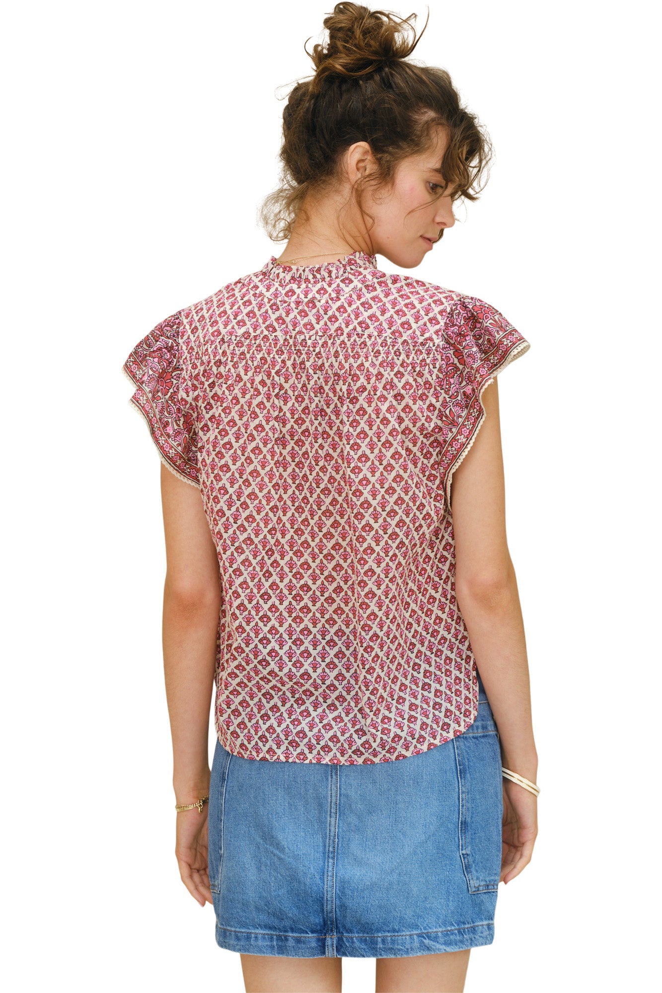 M.A.B.E Viti Short Sleeve Top in Pink