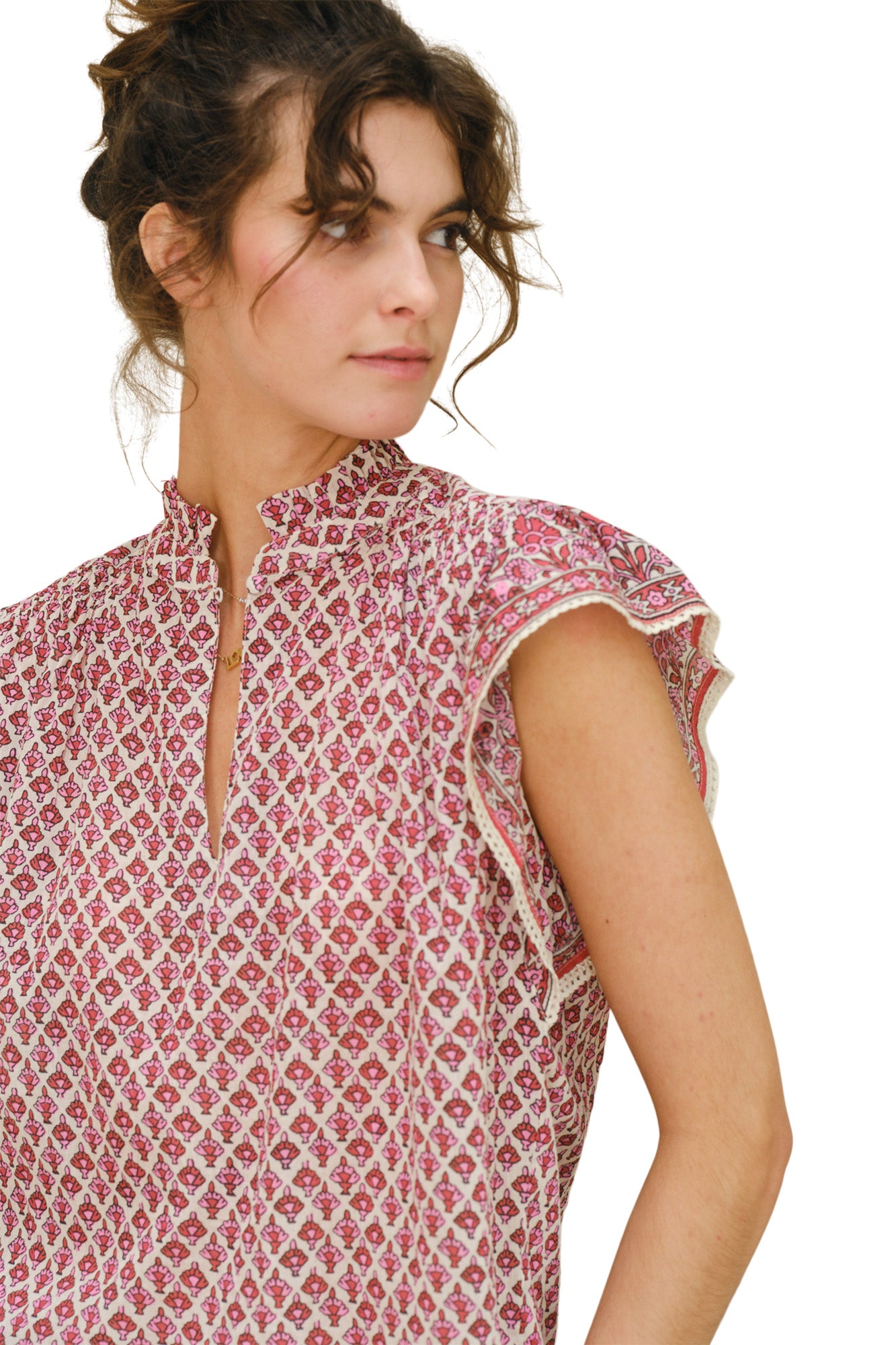 M.A.B.E Viti Short Sleeve Top in Pink