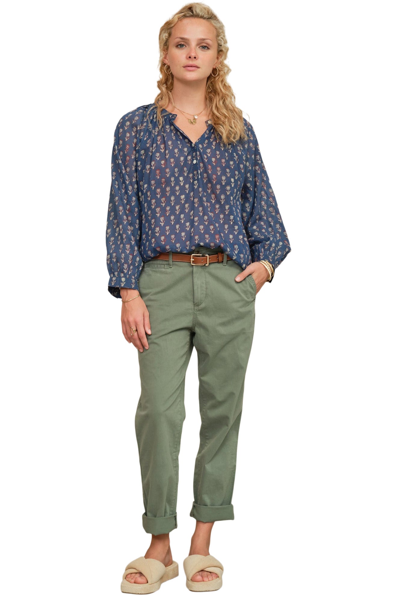 M.A.B.E Ari Long Sleeve Top in Indigo