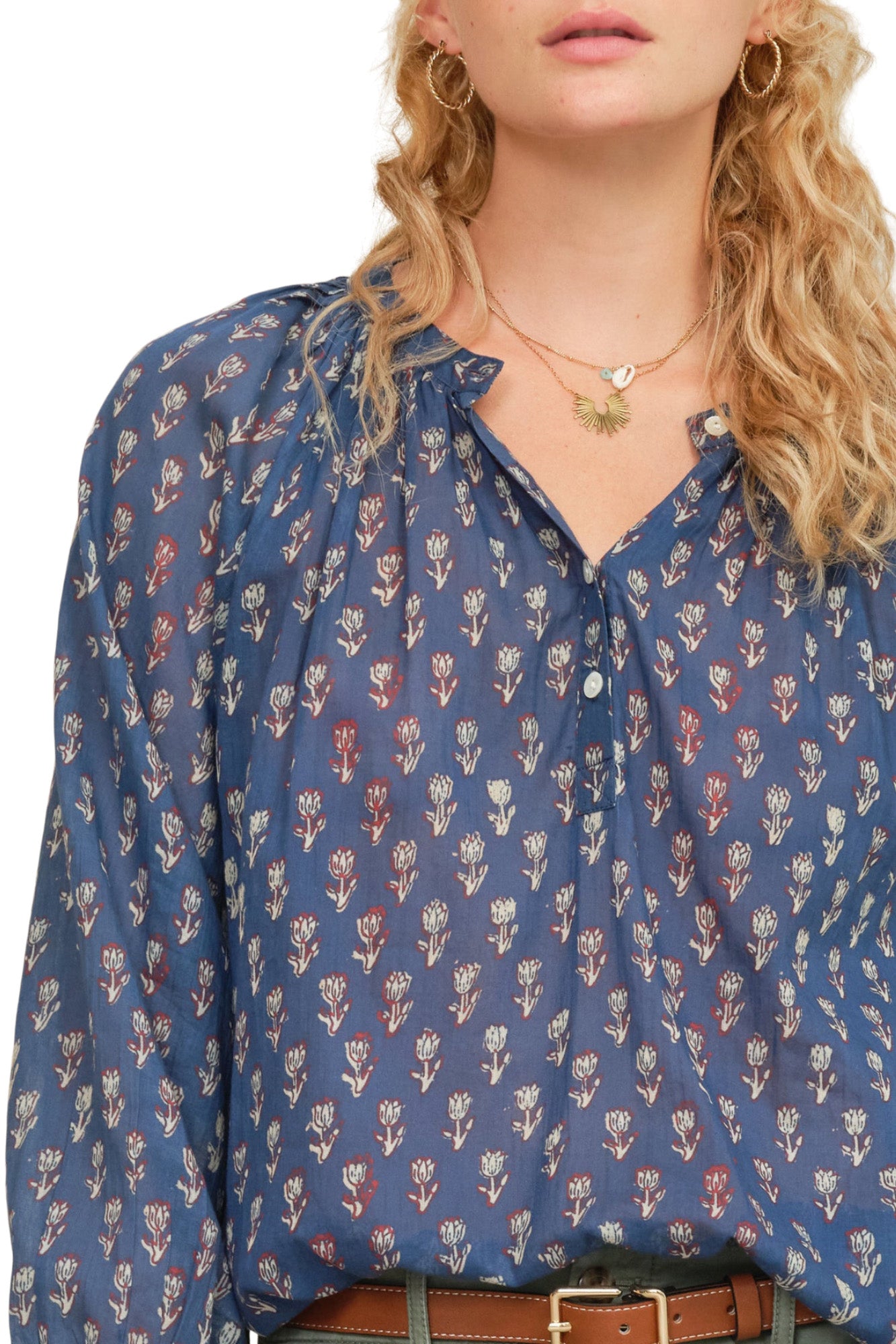 M.A.B.E Ari Long Sleeve Top in Indigo