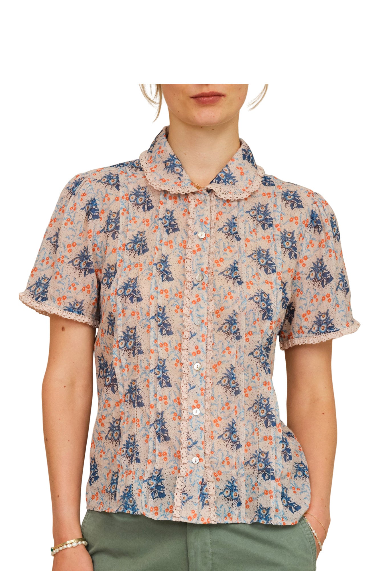 M.A.B.E Aster Printed Collar Top in Multi