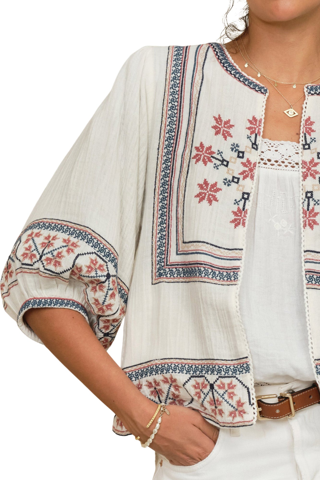 M.A.B.E Calista Jacket in Ecru-Multi