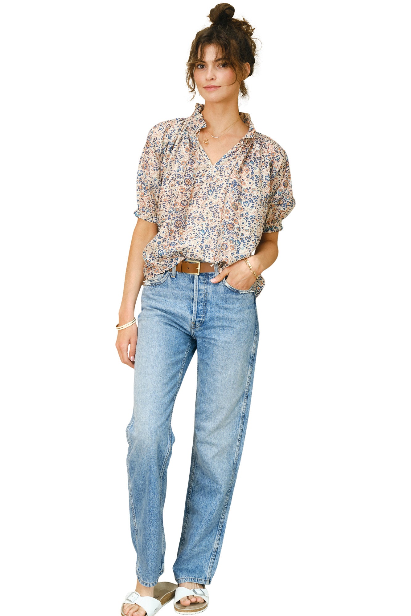M.A.B.E Cass Print Top in Navy