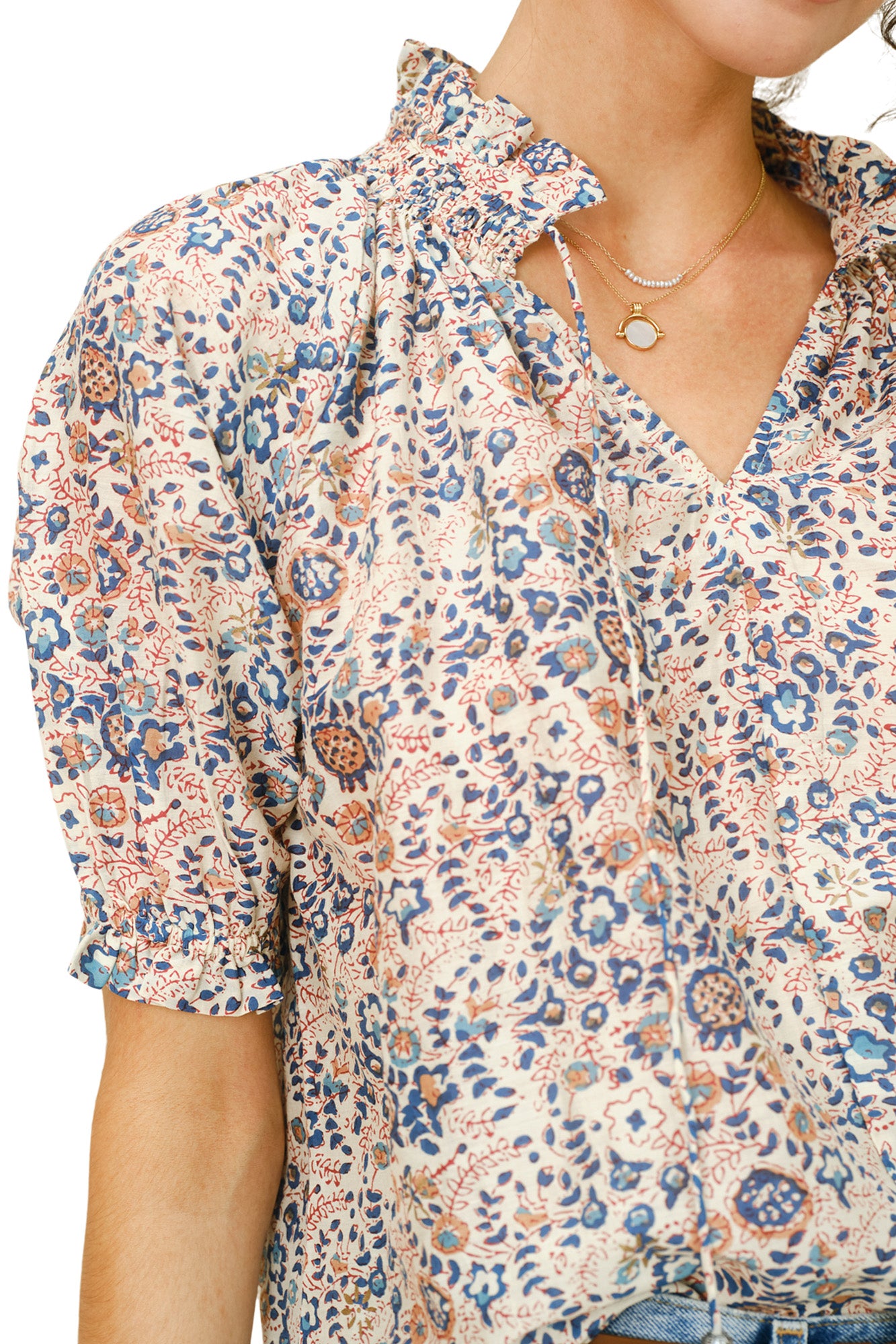 M.A.B.E Cass Print Top in Navy