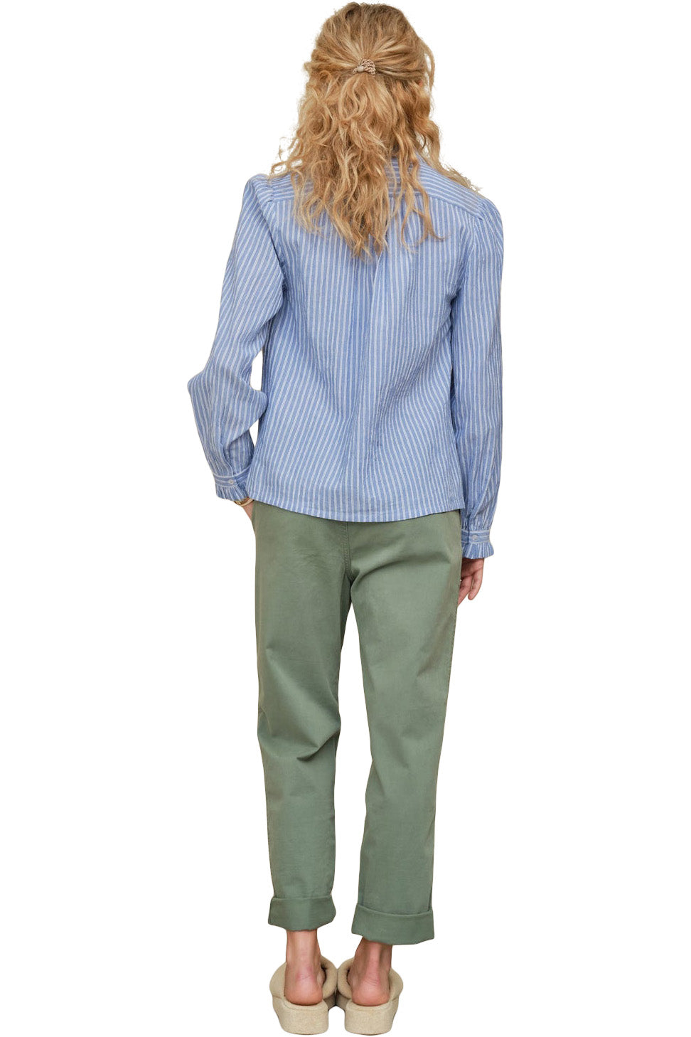 M.A.B.E. Chrissie Long Sleeve Top in Blue Stripe
