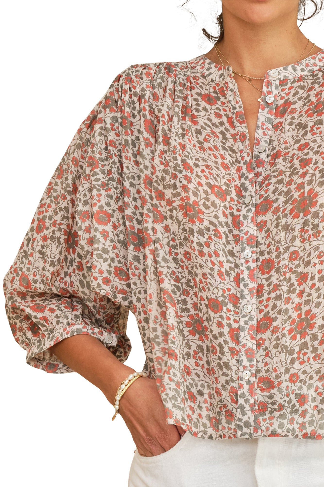 M.A.B.E Della Long Sleeve Top in Rust-Khaki