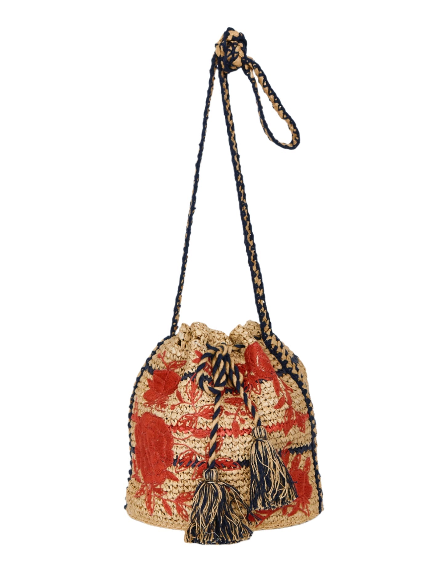 M.A.B.E Dora Raffia Pouch in Red