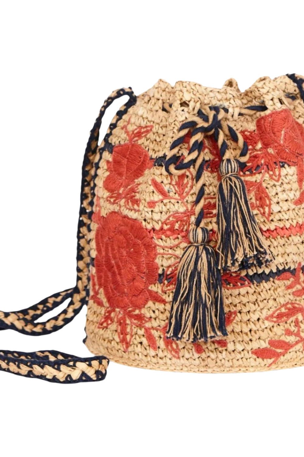 M.A.B.E Dora Raffia Pouch in Red