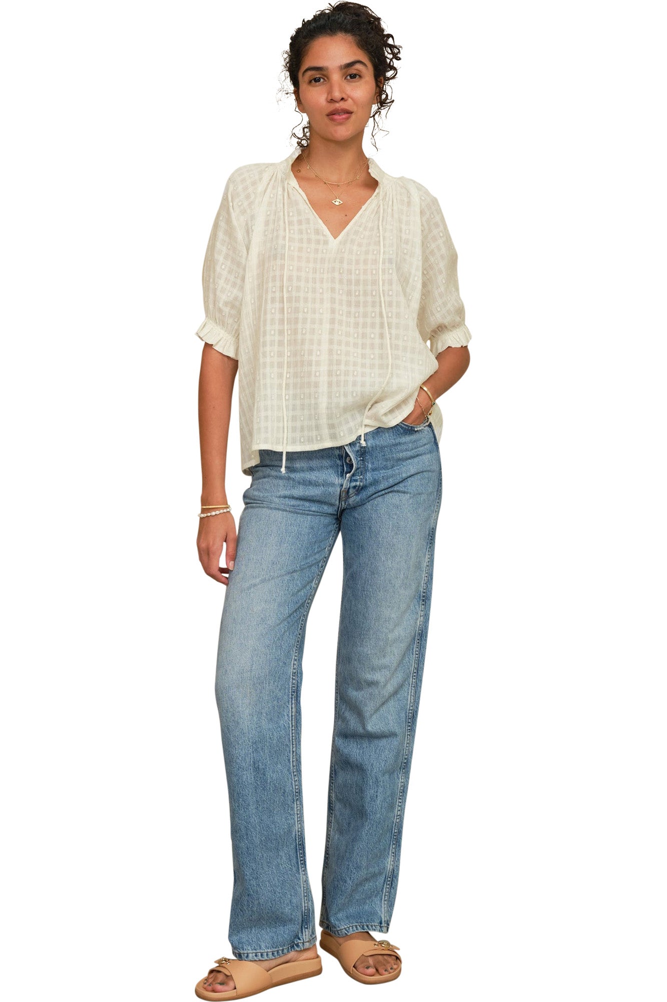 M.A.B.E Etta Top in Ecru