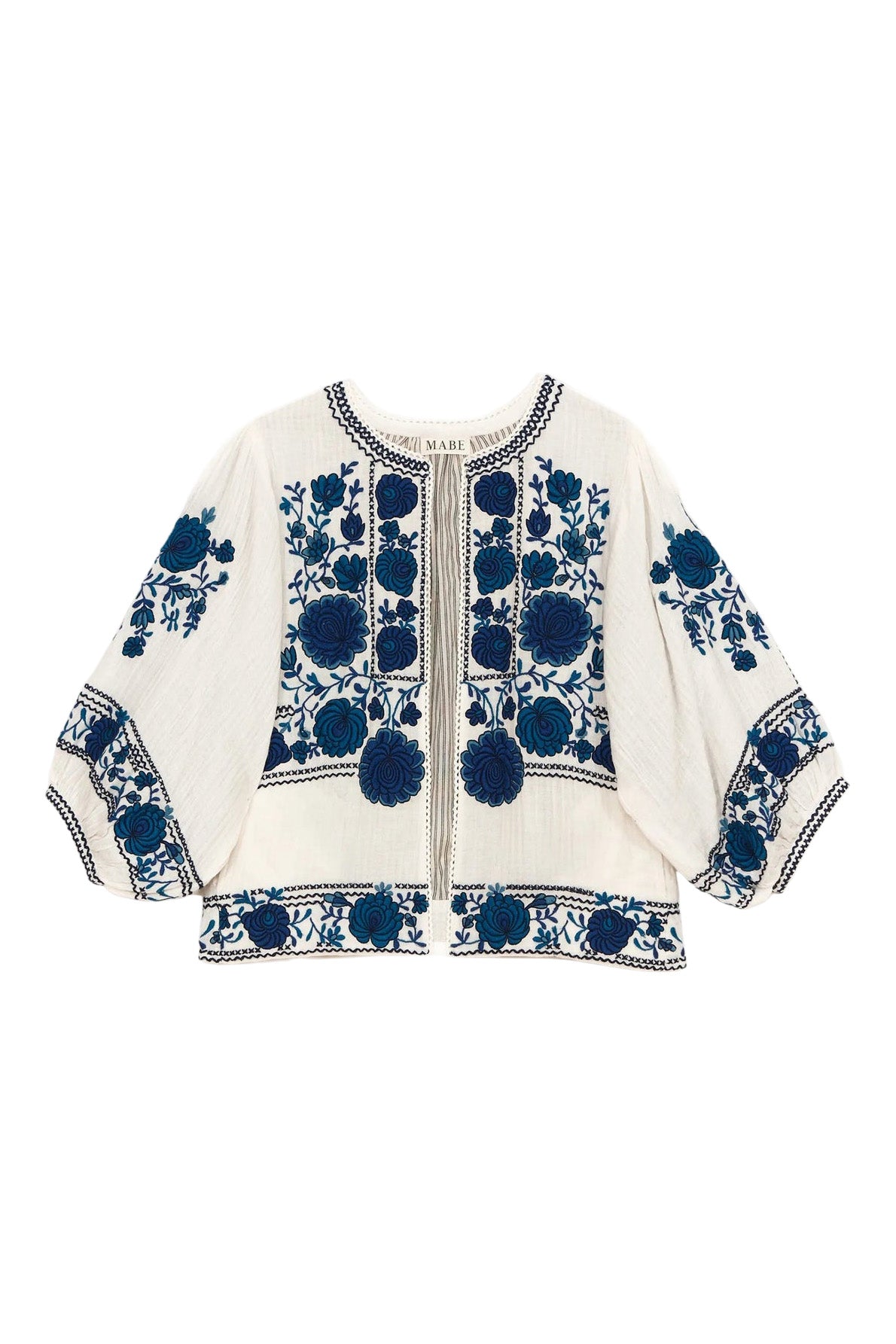M.A.B.E Greta Jacket in Ecru-Blue