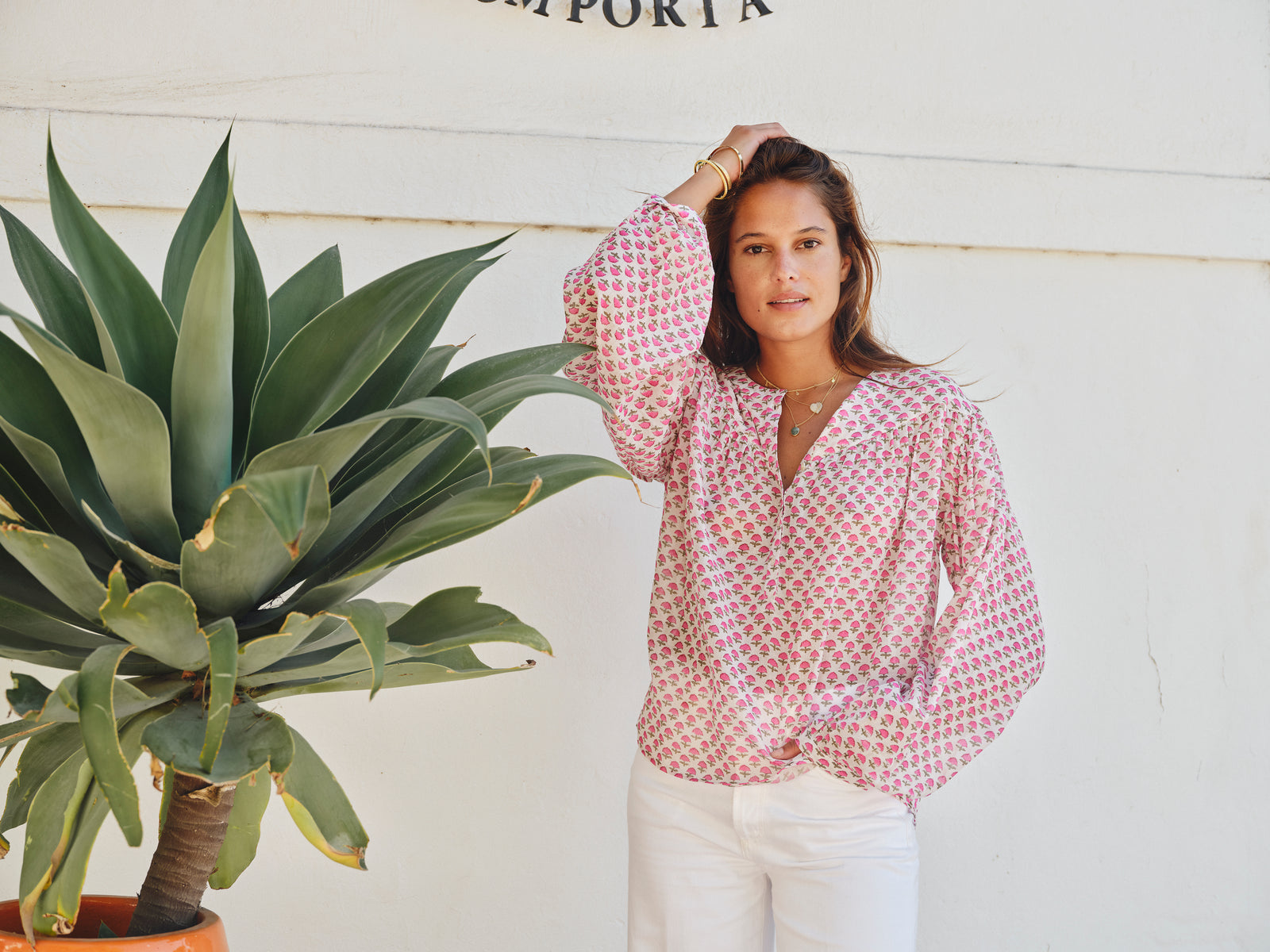 M.A.B.E Letty Printed Top in Pink