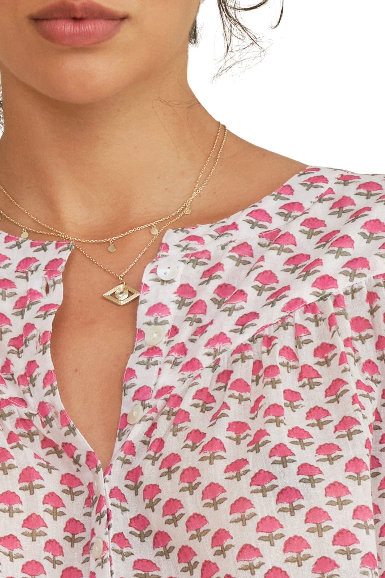 M.A.B.E Letty Printed Top in Pink