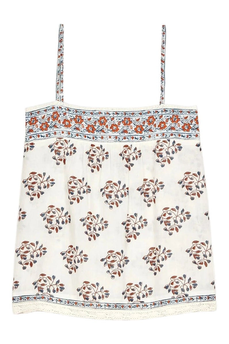 M.A.B.E Stella Printed Camisole in Ecru-Rust