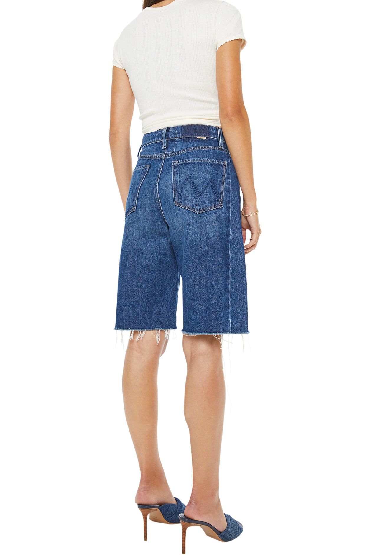 MOTHER Denim Half-Pipe Bermuda Fray in Did You Bring Me Anything?