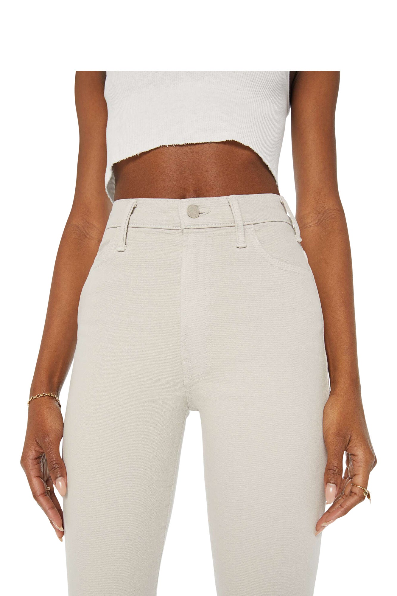 MOTHER Denim Hustler Flood in Feather Grey