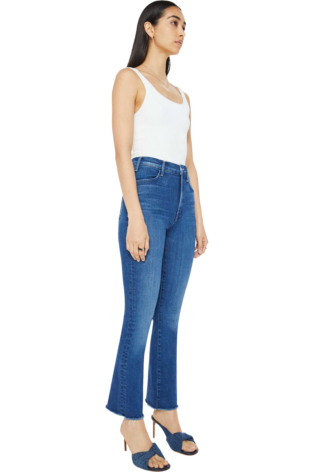 MOTHER Denim Hustler Flood Fray in Whatever You Want