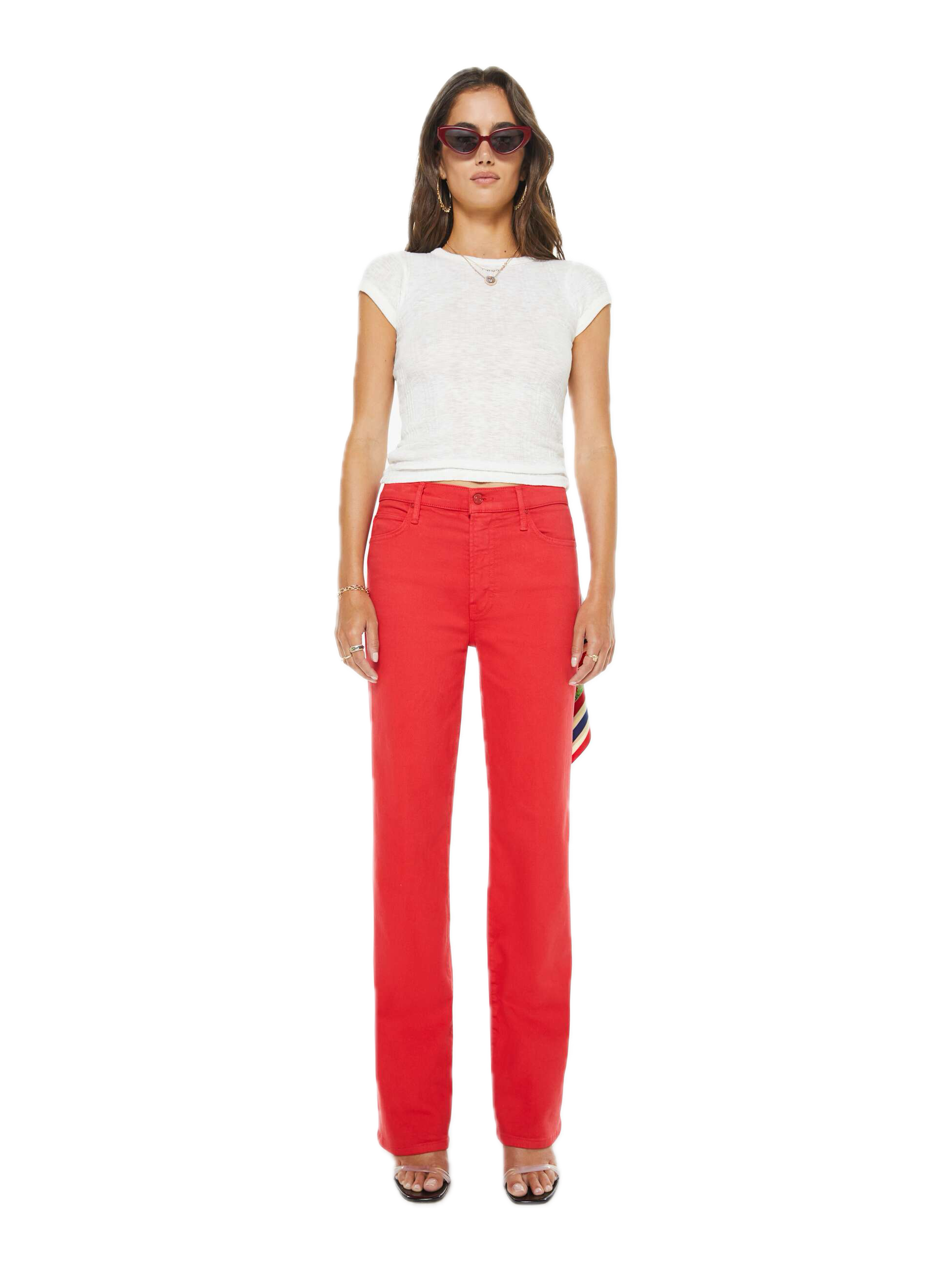 MOTHER Denim Kick It in Tango Red