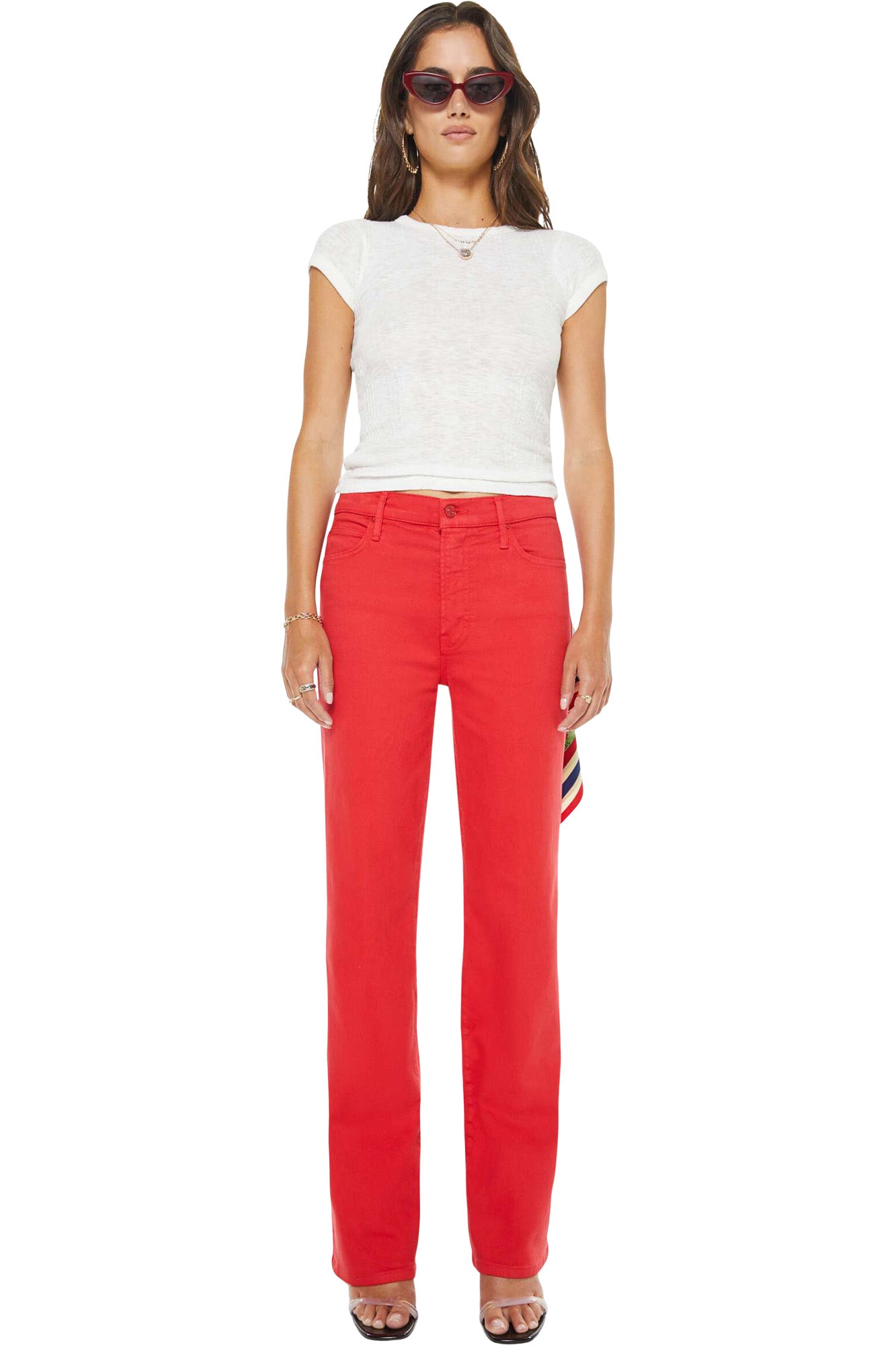 MOTHER Denim Kick It in Tango Red