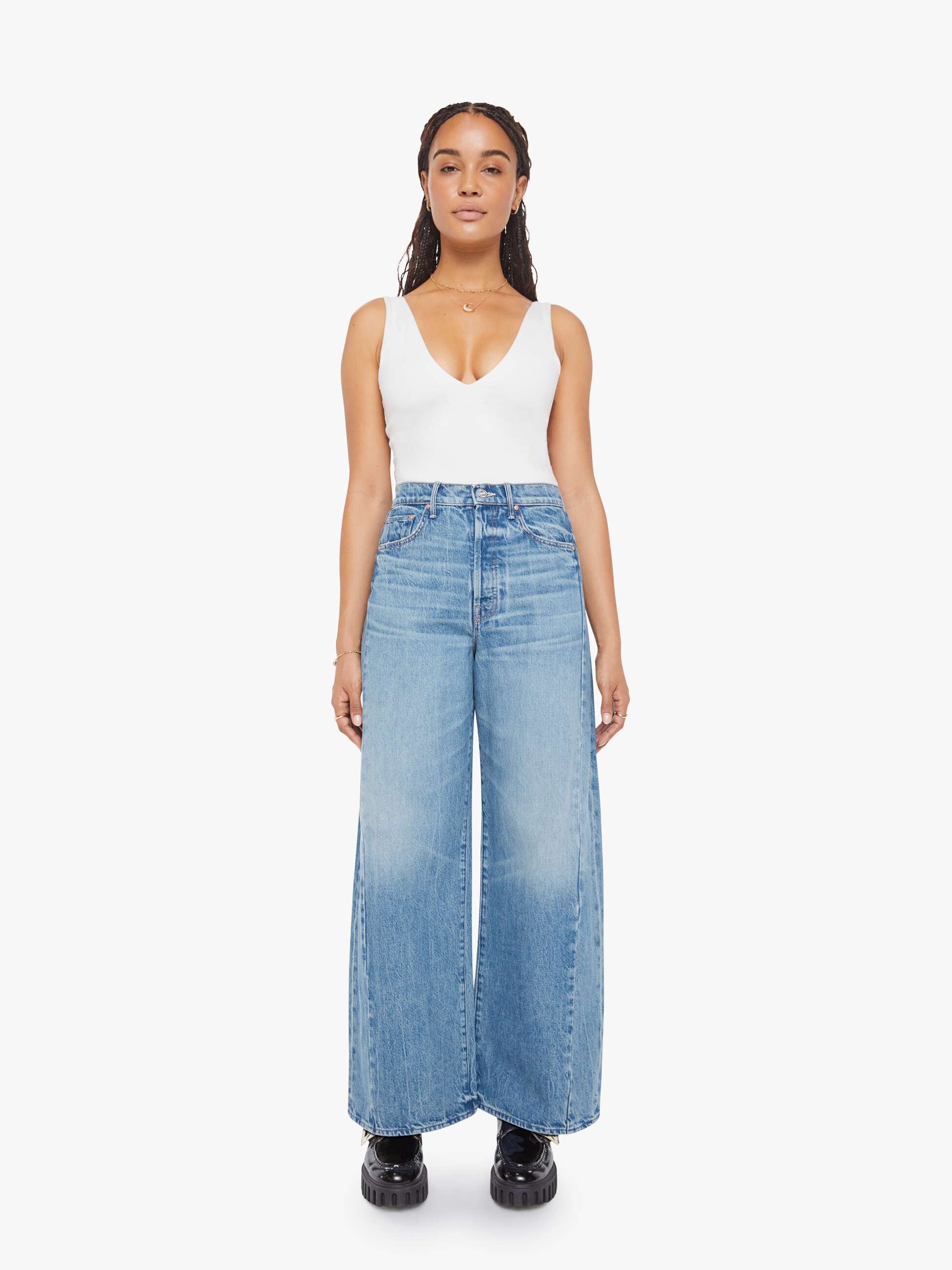 MOTHER Denim Lil Pipe-Dream Button Sneak in Folk Star