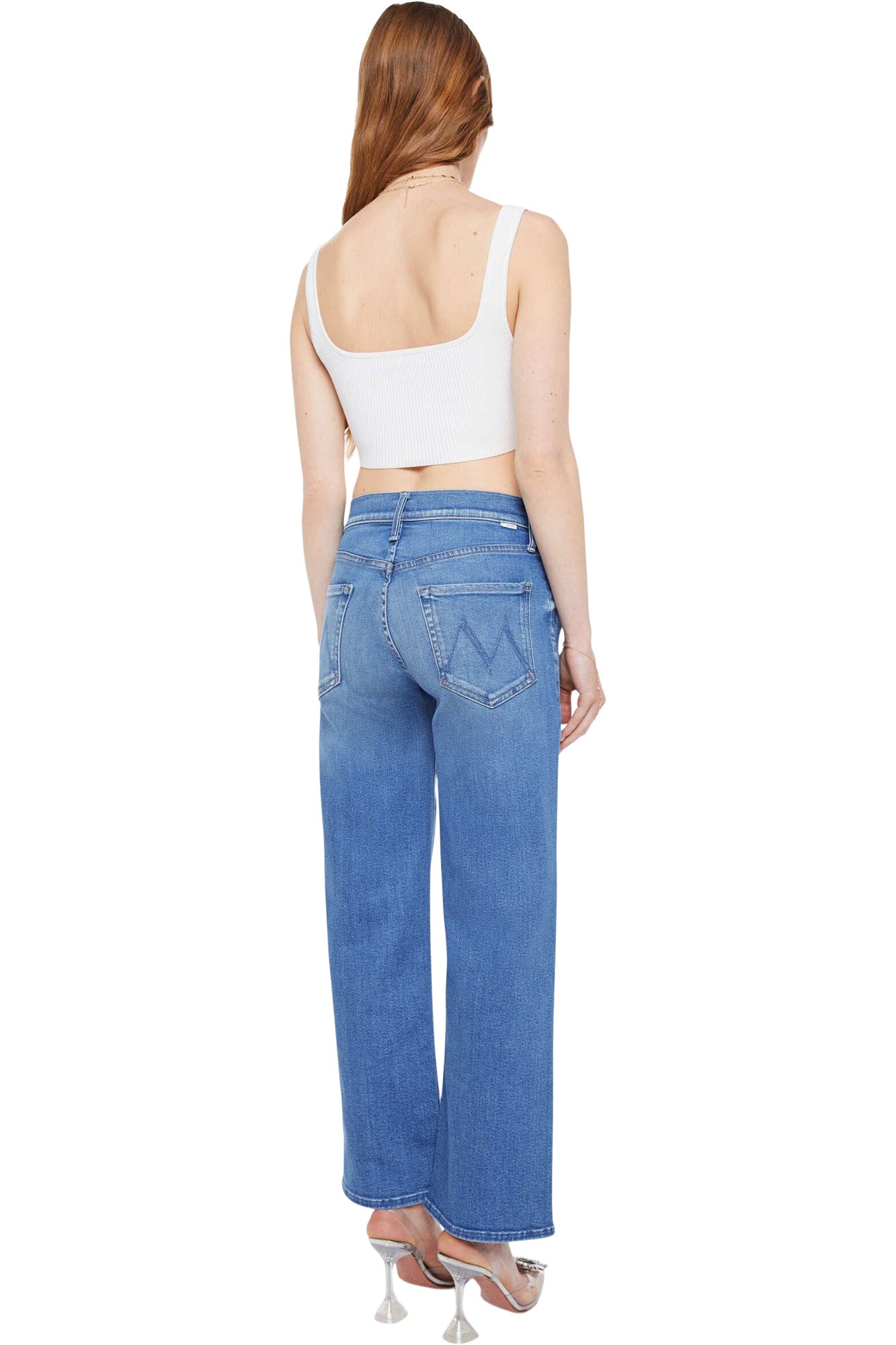 MOTHER Denim Mid Rise Rambler Zip Ankle in Piece by Piece