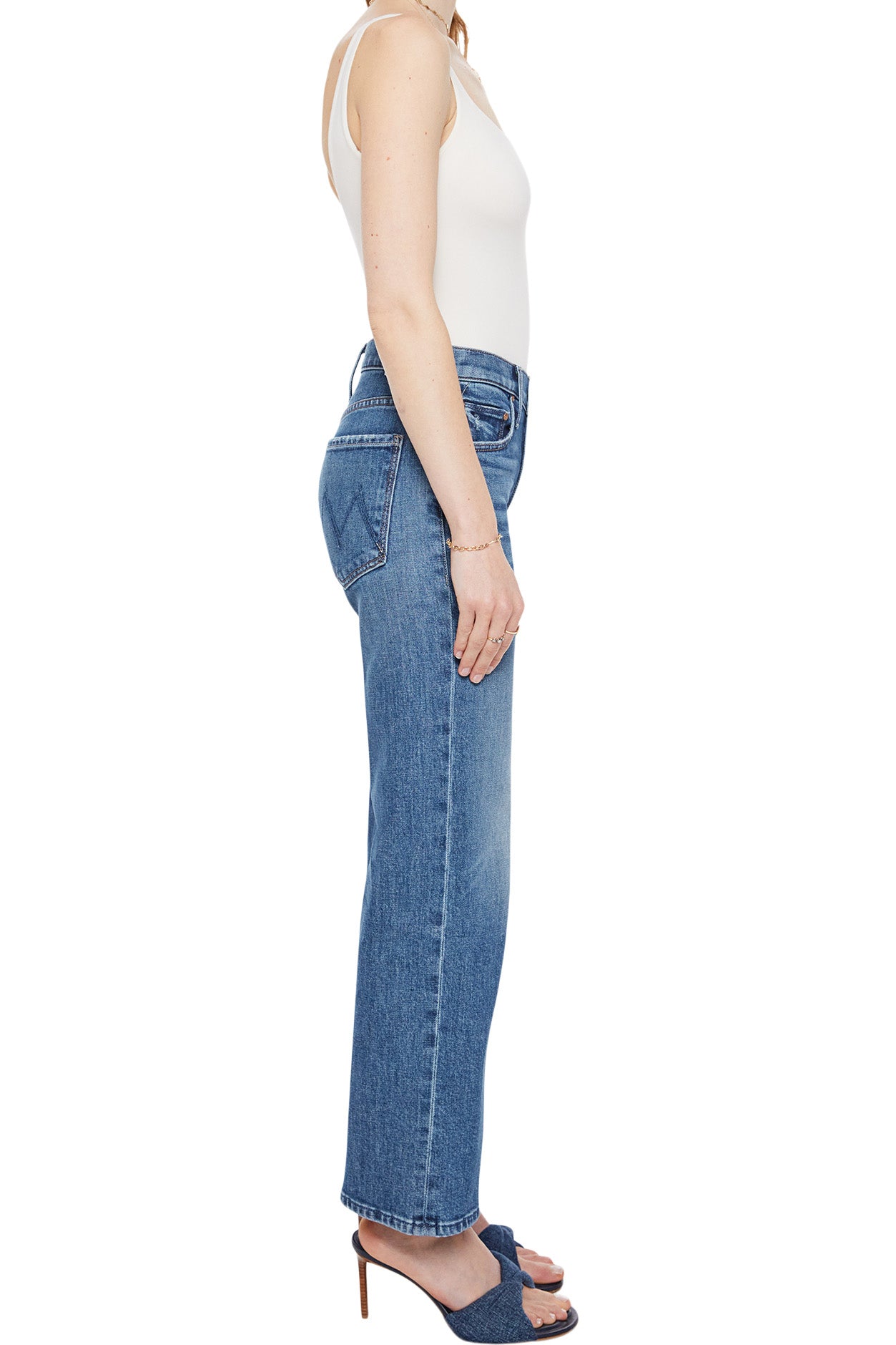 MOTHER Denim Mid Rise Rambler Zip Ankle in Tambourine Man