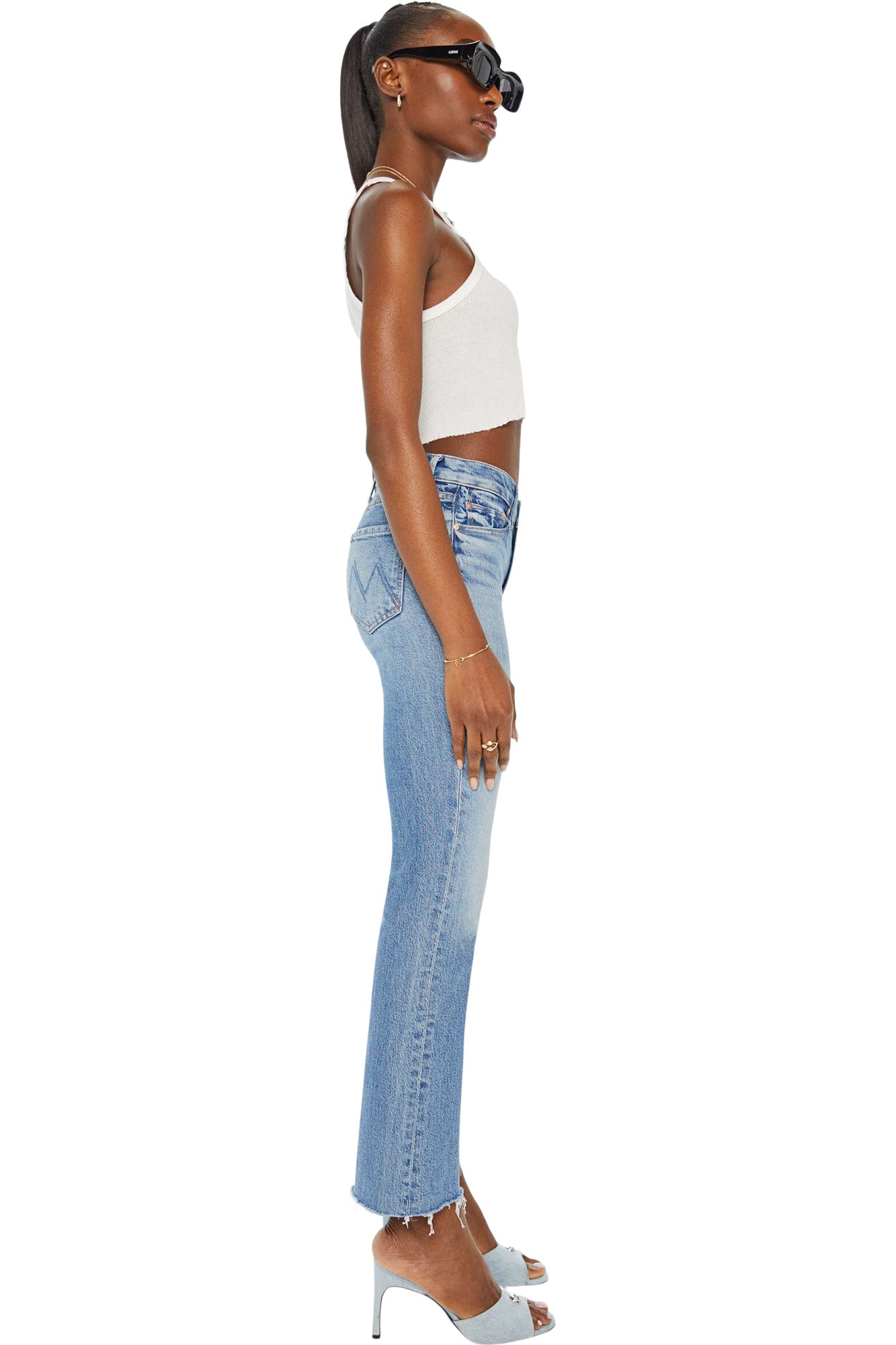 MOTHER Denim Outsider Flood Fray in Are We There Yet