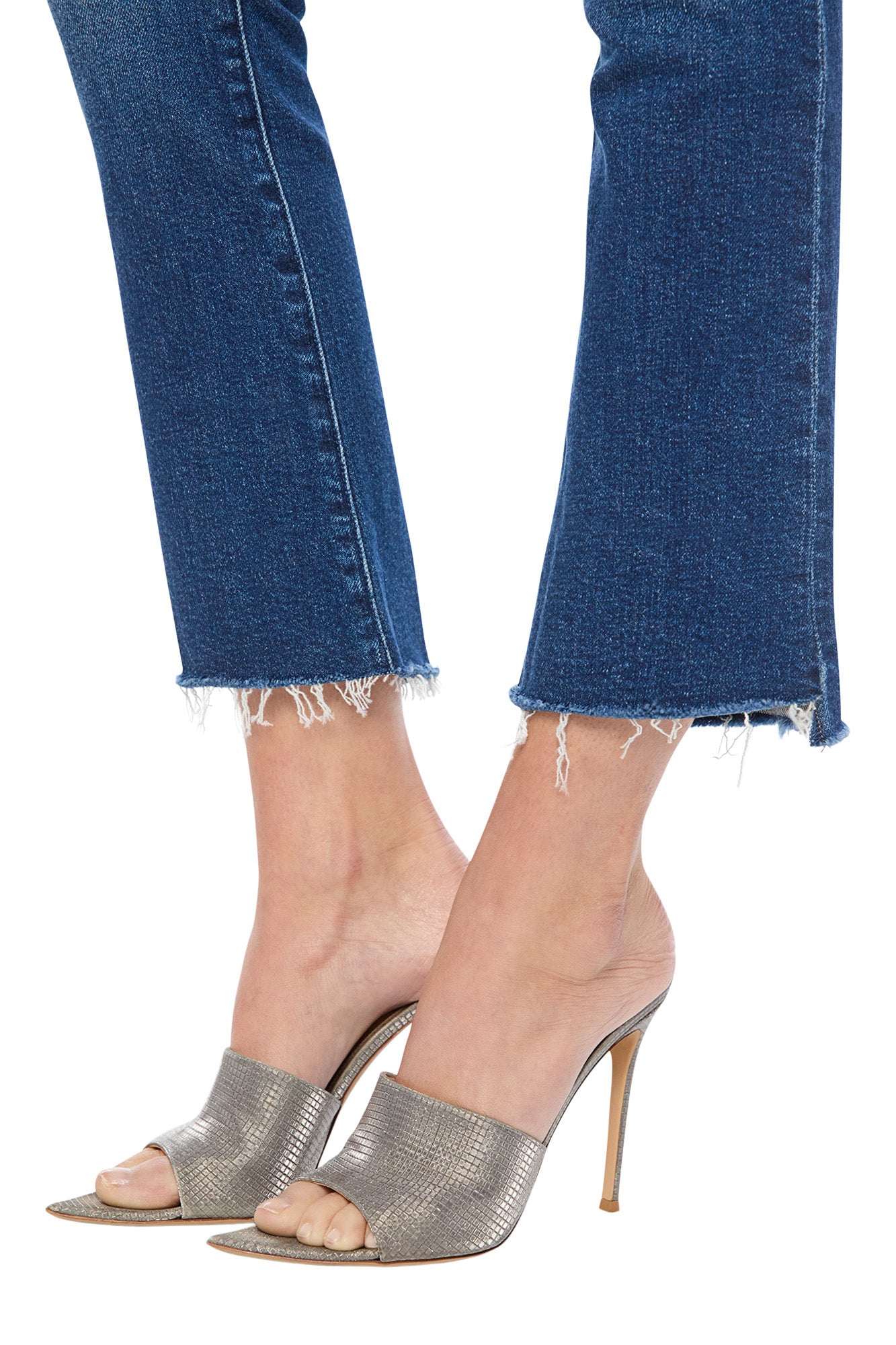 MOTHER Denim The Insider Ankle Step Fray High Rise Jeans in Cosmic Cowgirl