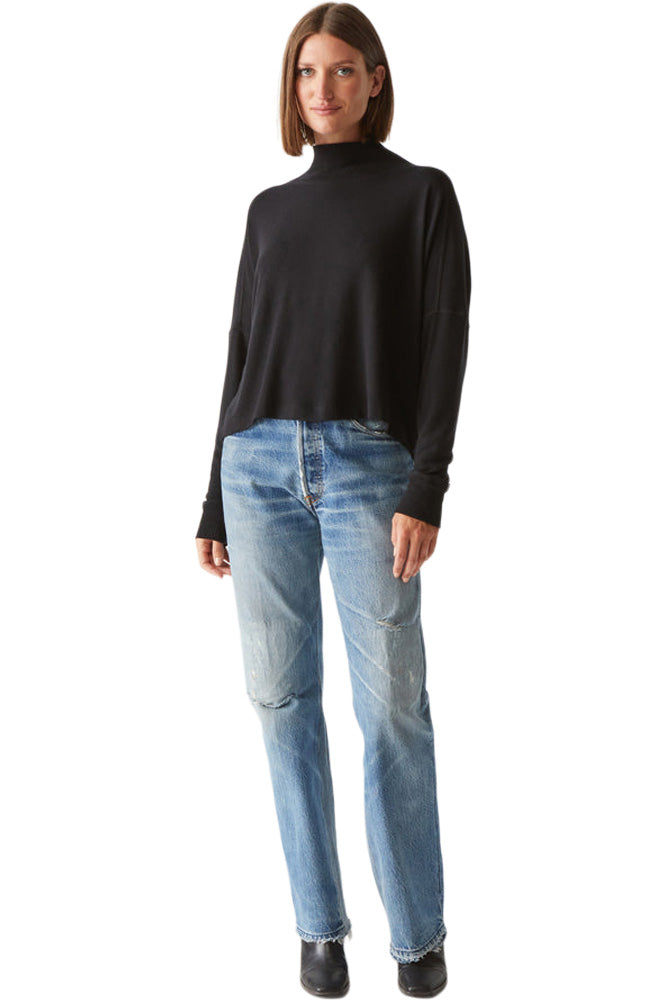 Michael Stars Frida Mock Neck Top in Black