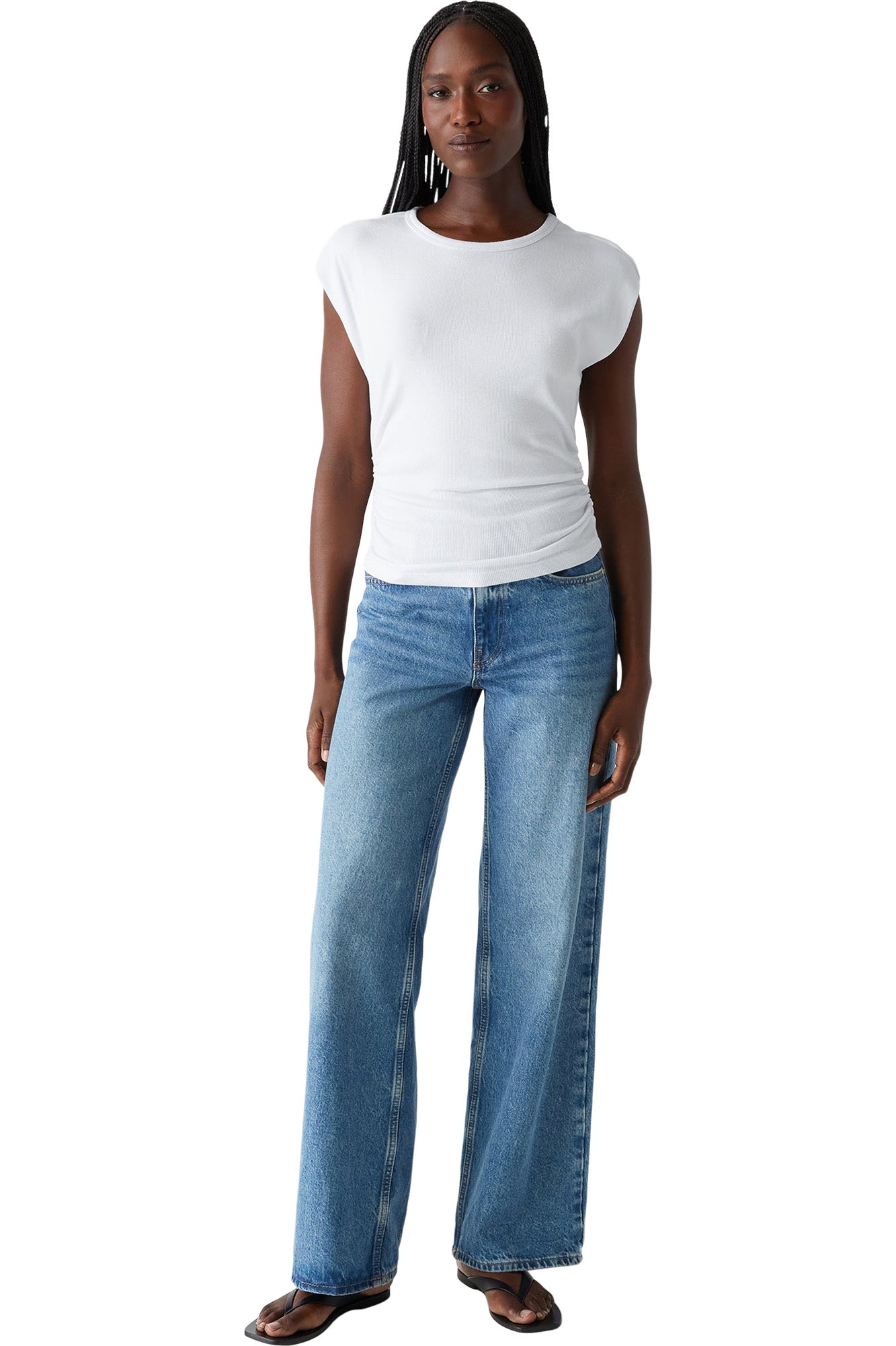 Michael Stars Joni Power Shoulder Tee in White
