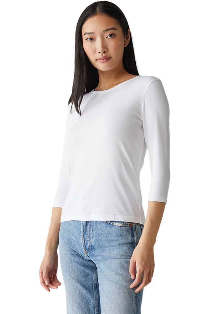 Michael Stars Dakota 3/4 Sleeve Tee in White