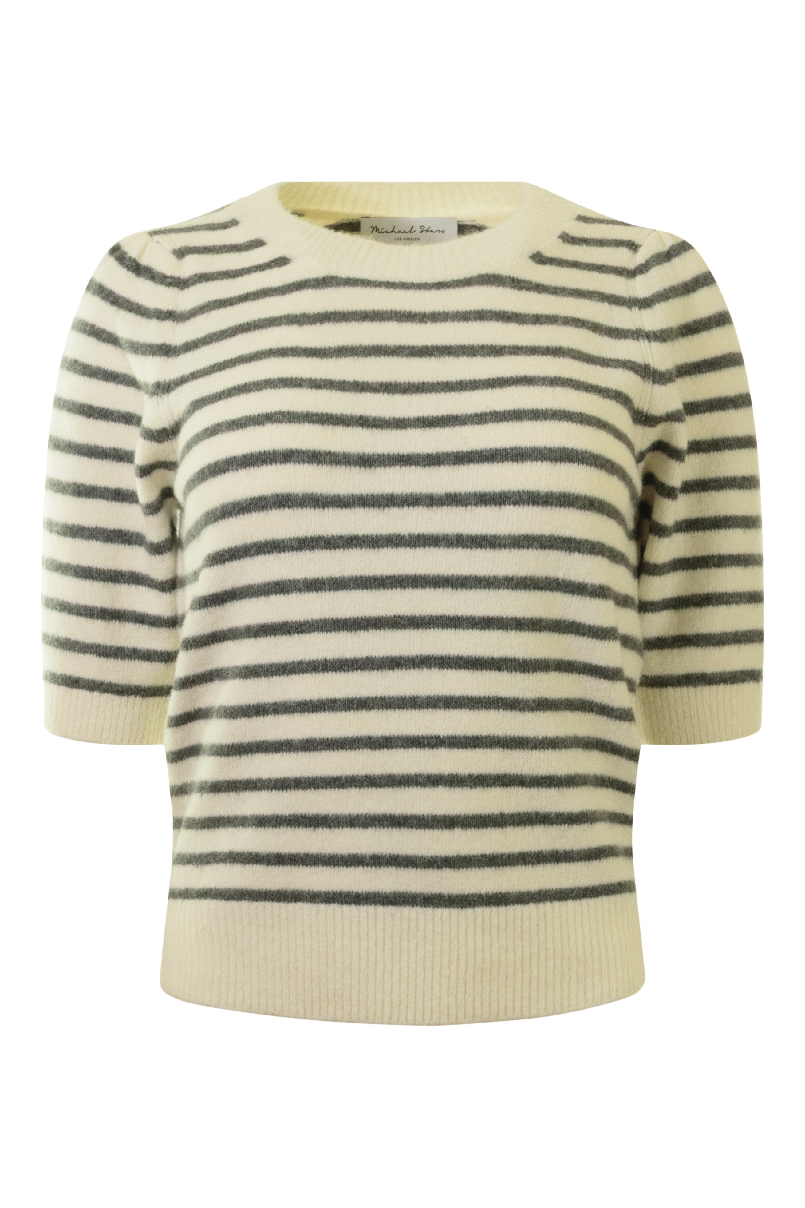 Michael Stars Alexis Short Sleeve Pullover in Coconut Milk - Heather Grey