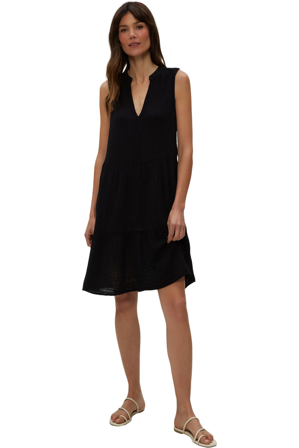 Michael Stars Daisy Gauze Dress Black / L