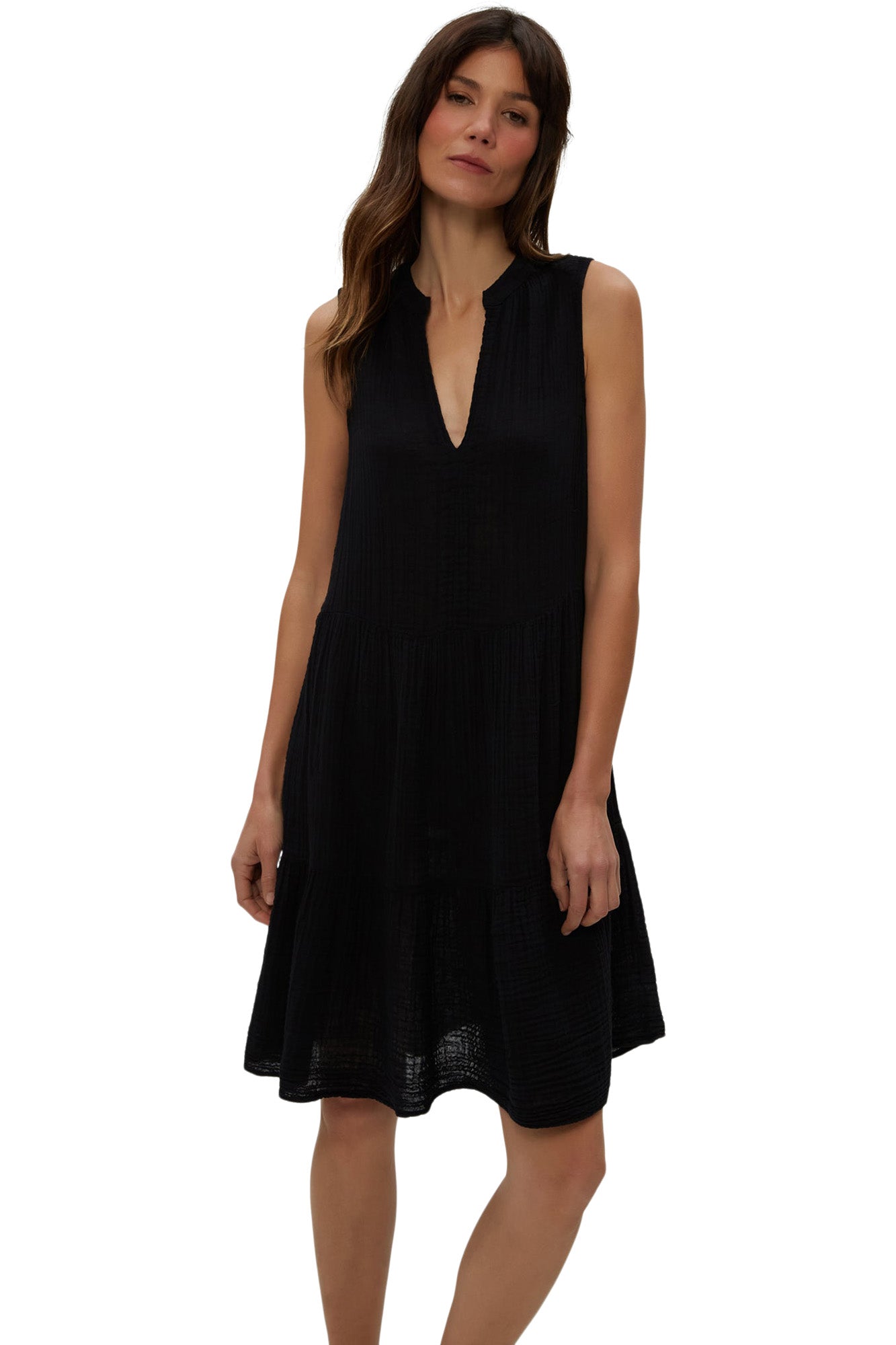 Michael Stars Daisy Gauze Dress in Black