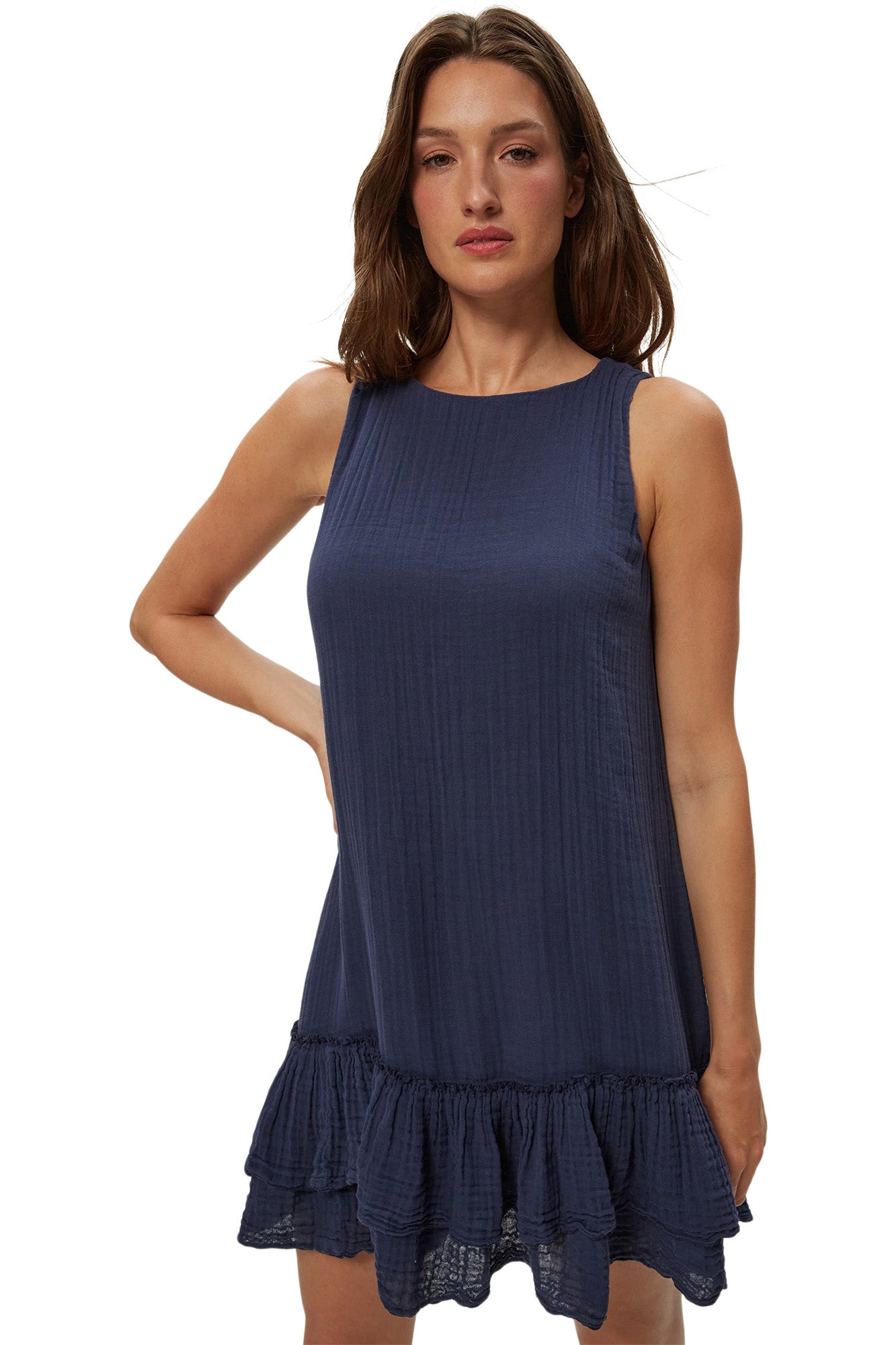 Michael Stars Dhaliah Ruffle Mini Dress in Nocturnal